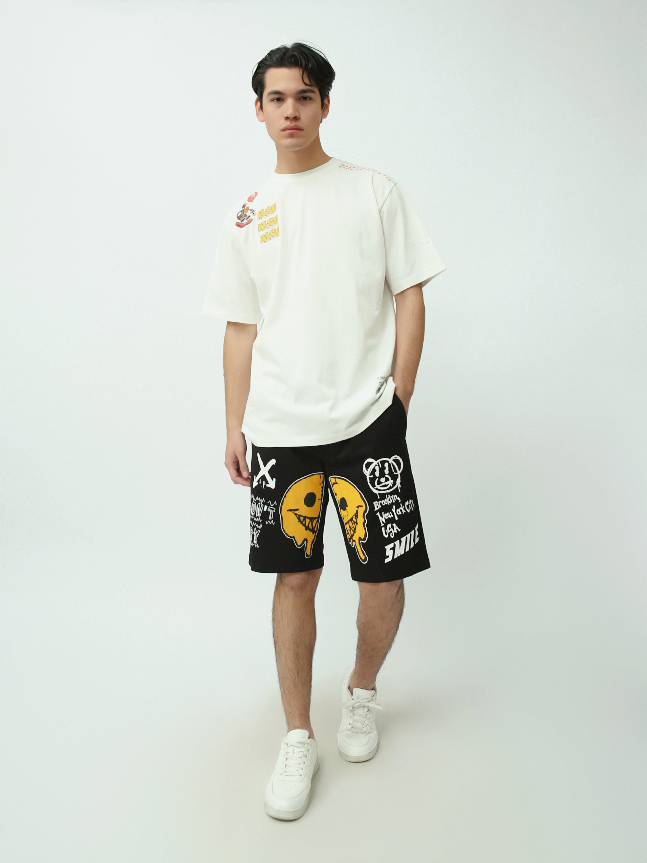 T-Shirt Homme Oversize à Imprimés Graphiques Streetwear - TSH25SPRO20499TM1