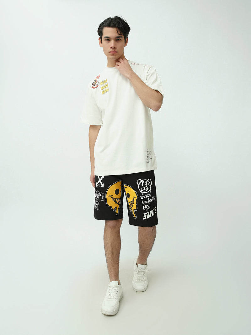 T-Shirt Homme Oversize à Imprimés Graphiques Streetwear - TSH25SPRO20499TM1