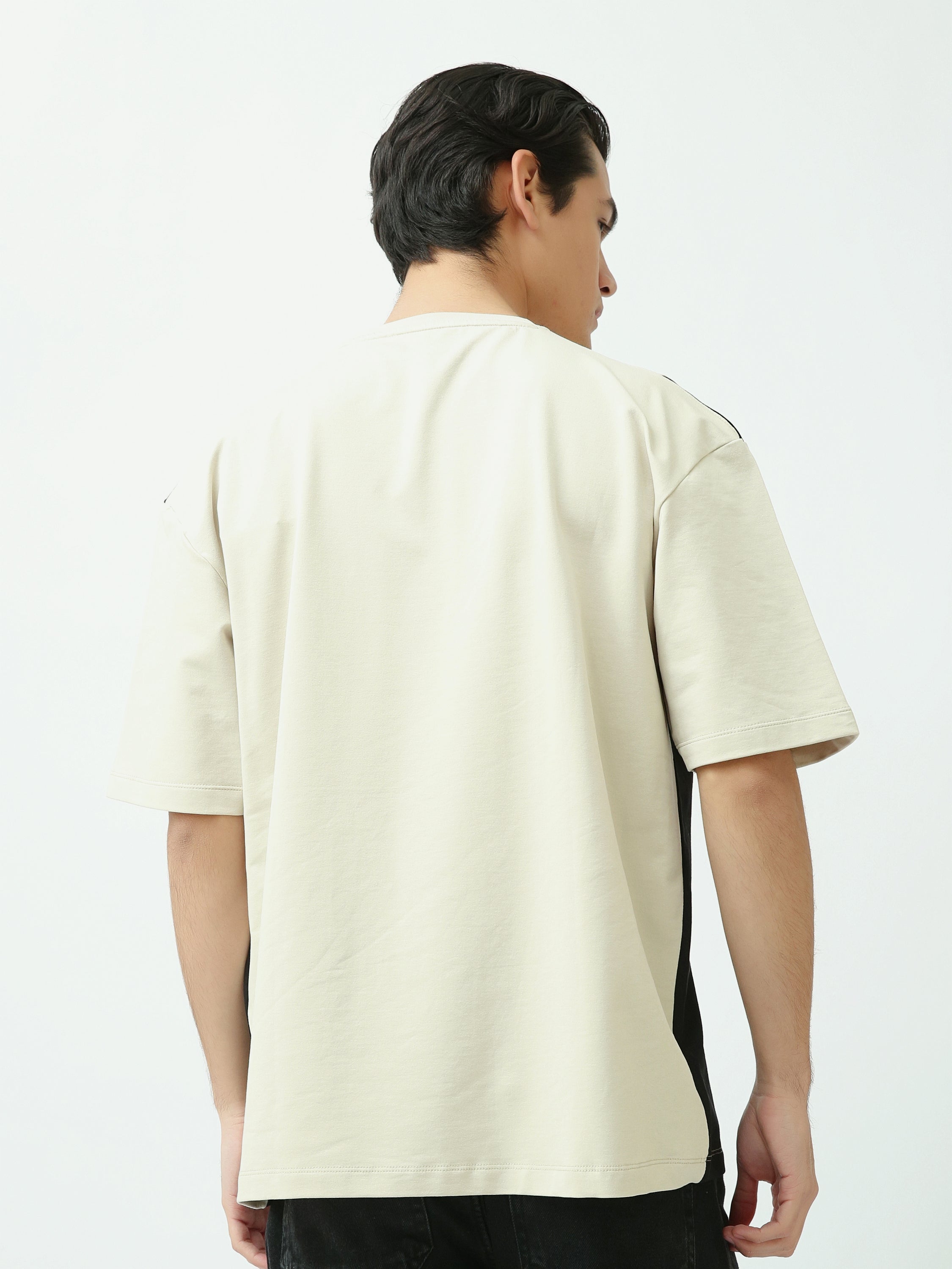 T-shirt Homme Oversize Bicolore à Imprimé Graphique - TSH25SPRO20511TM1