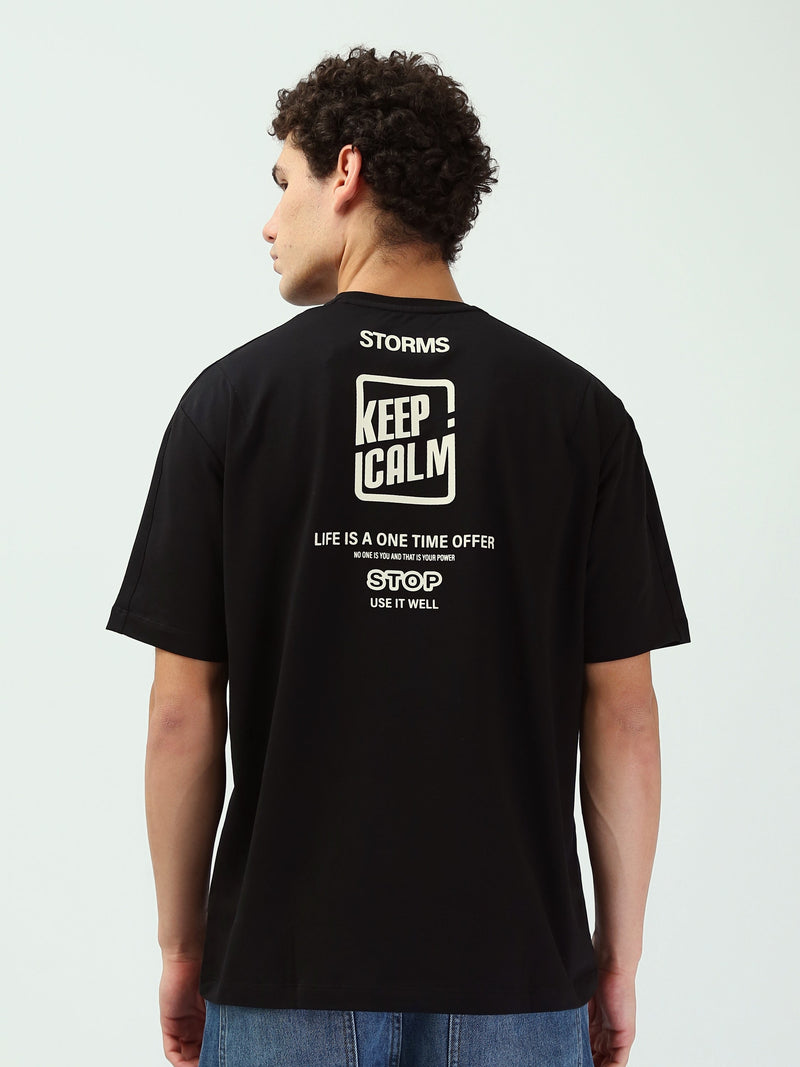 T-shirt Homme Oversize à Petit Imprimé Graphique - TSH25SPRO20520TM1