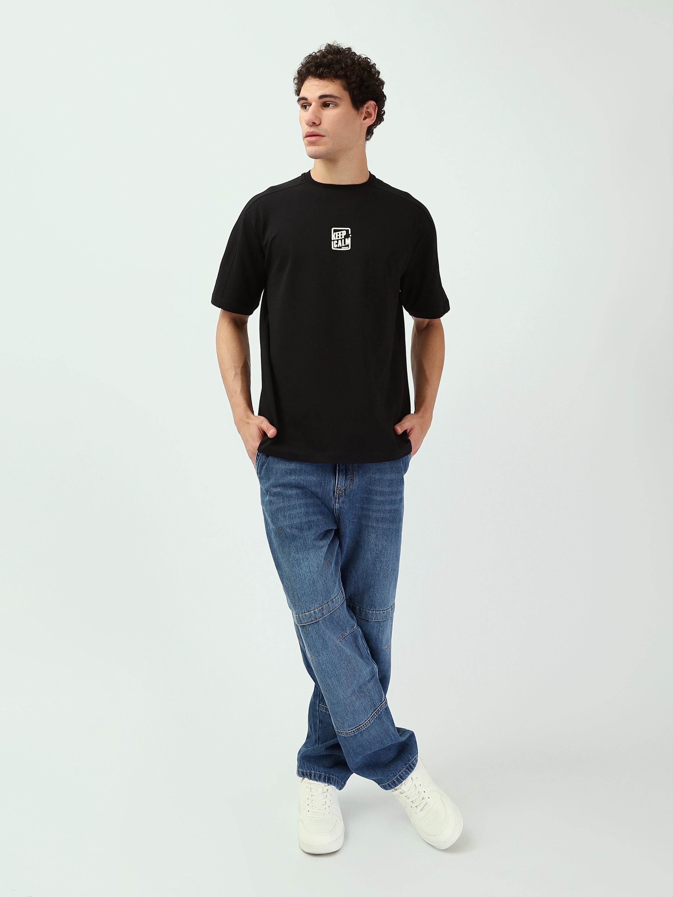 T-shirt Homme Oversize à Petit Imprimé Graphique - TSH25SPRO20520TM1