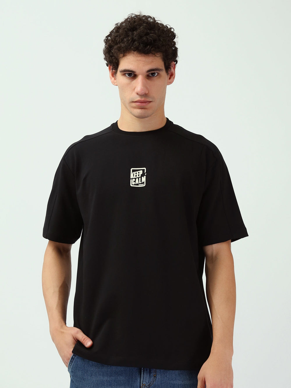 T-shirt Homme Oversize à Petit Imprimé Graphique - TSH25SPRO20520TM1