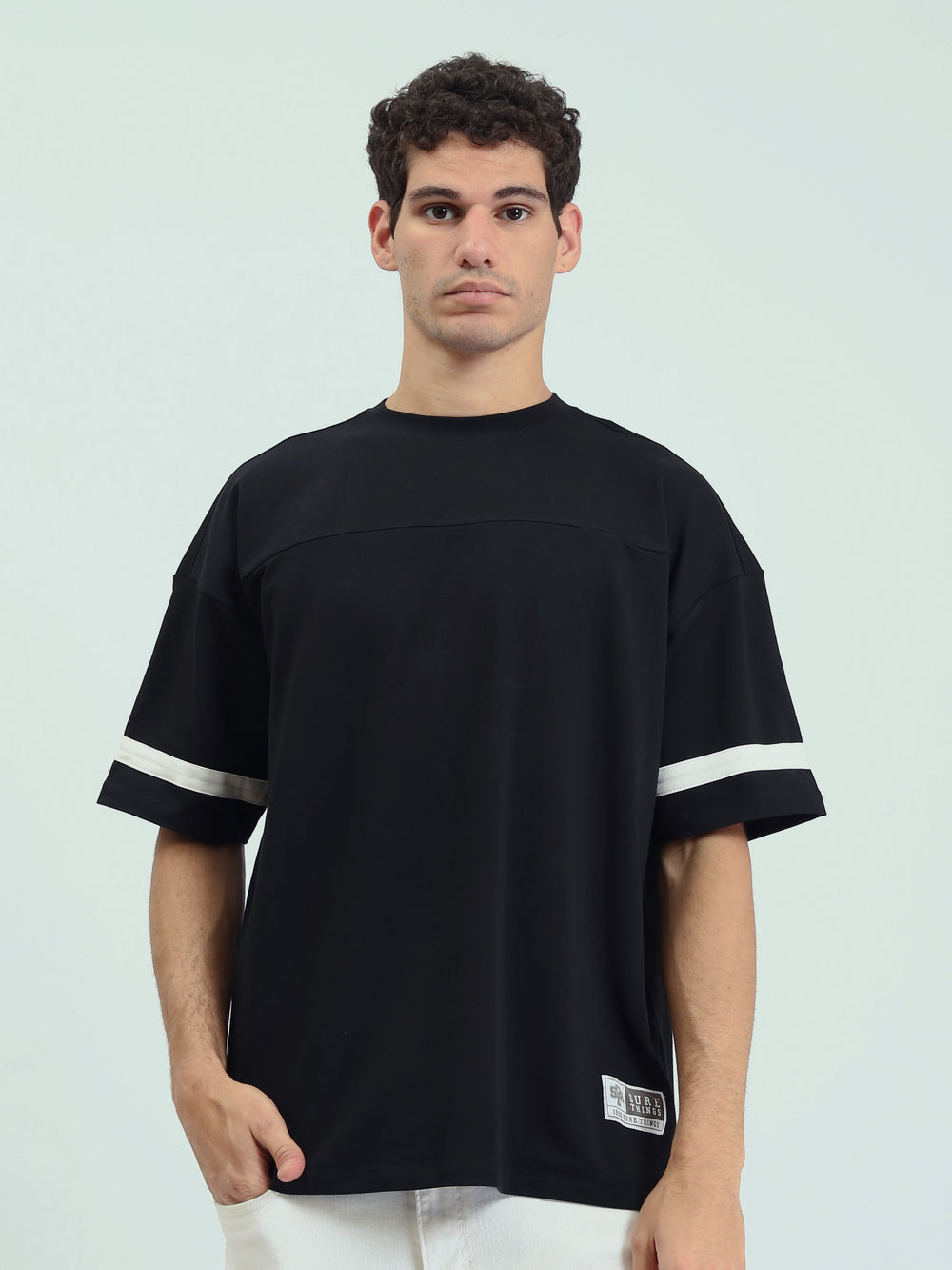 T-shirt Homme Oversize à Bandes Contrastantes – Style Streetwear - TSH25SPRO20521TM1