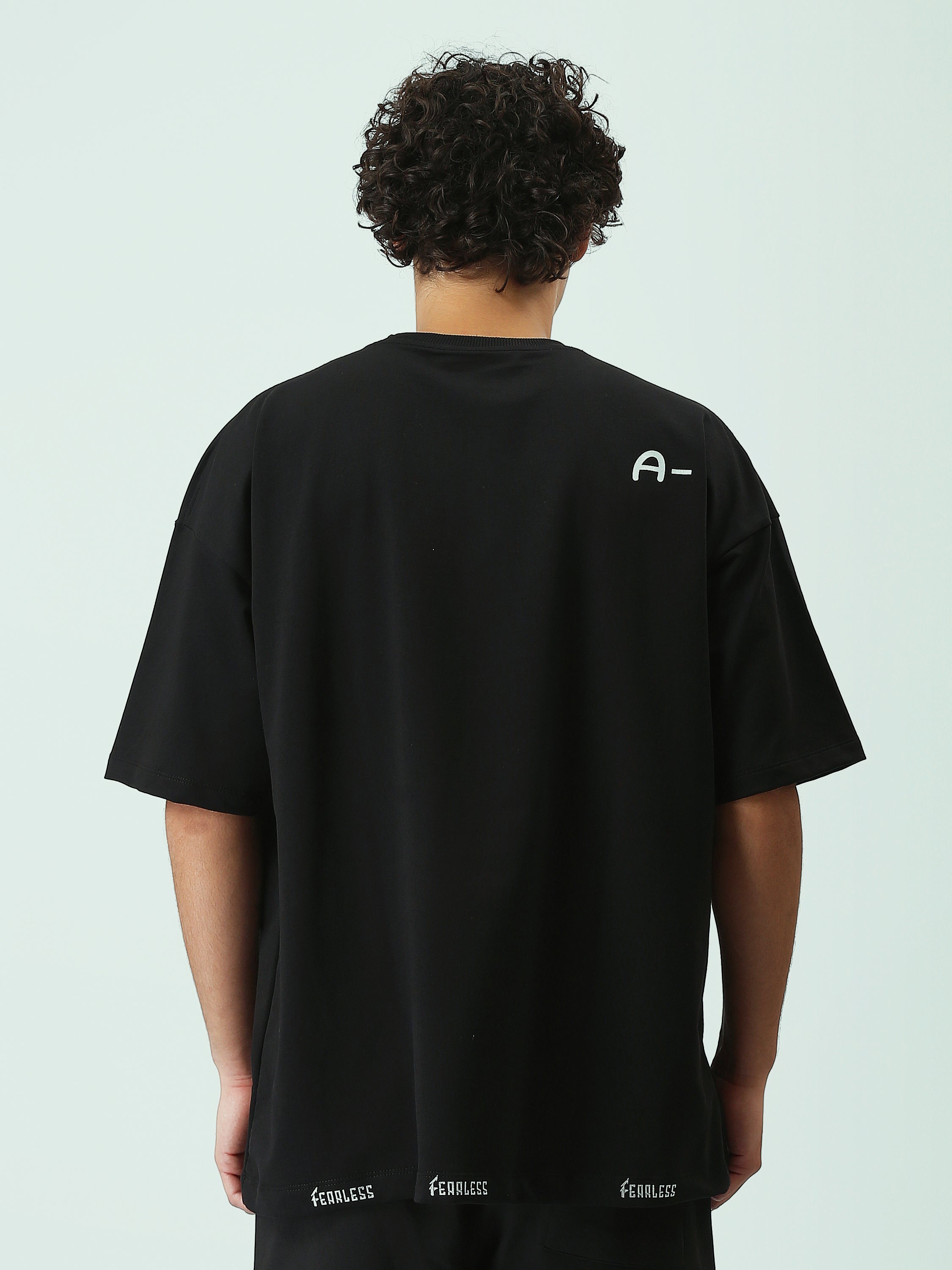 T-shirt Homme Noir Oversized Imprimé Fearless – Style Streetwear - TSH25SPRO20524TM1