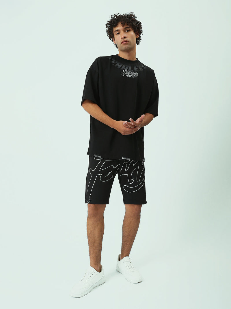 T-shirt Homme Noir Oversized Imprimé Fearless – Style Streetwear - TSH25SPRO20524TM1
