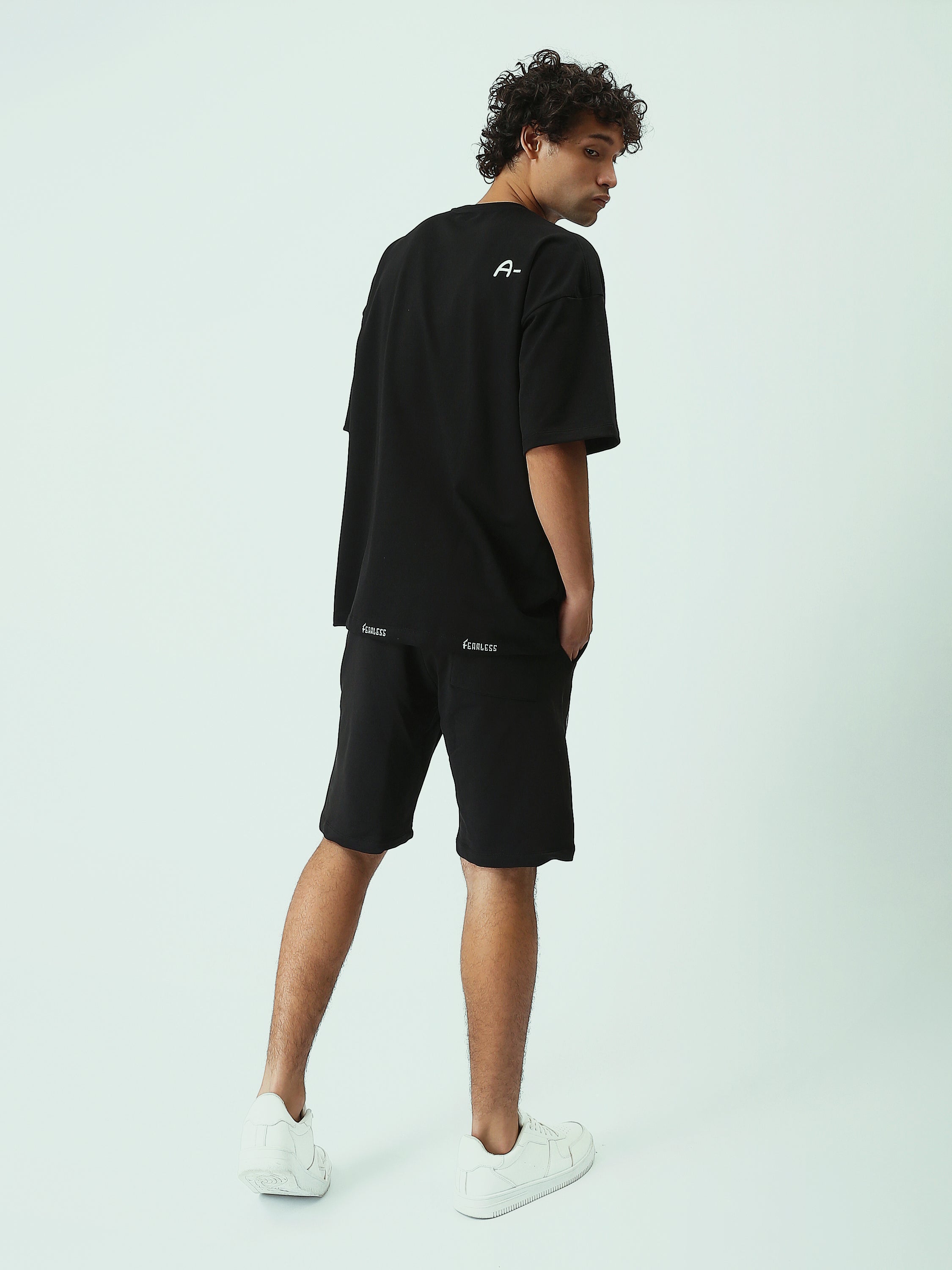 T-shirt Homme Noir Oversized Imprimé Fearless – Style Streetwear - TSH25SPRO20524TM1