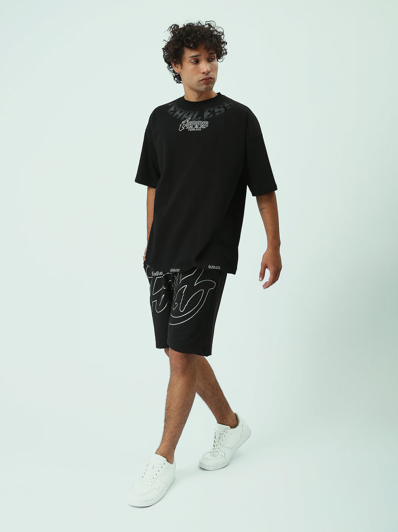 T-shirt Homme Noir Oversized Imprimé Fearless – Style Streetwear - TSH25SPRO20524TM1
