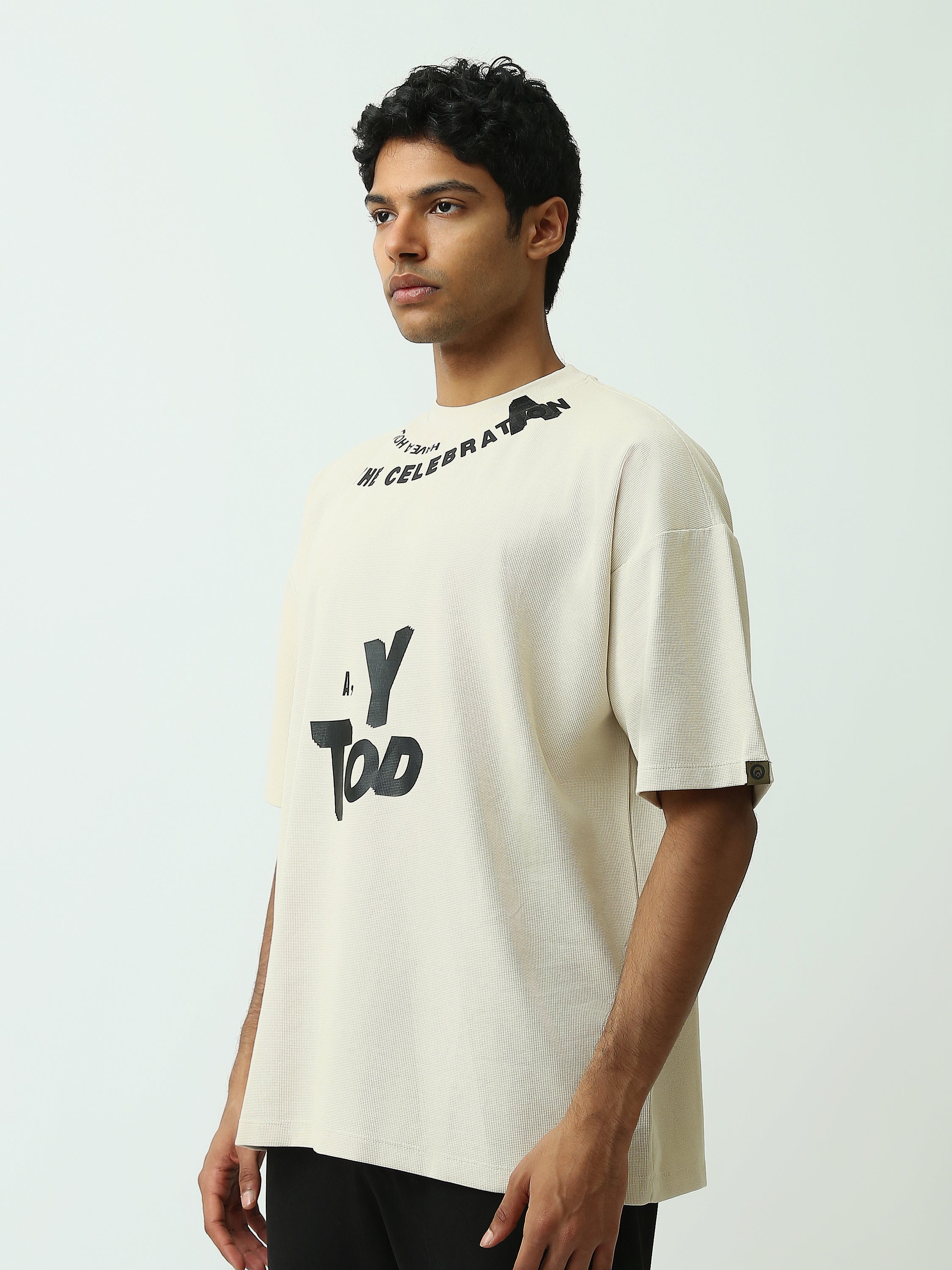 T-shirt Homme Oversize à Imprimé Typographique - TSH25SPRO20542TM1