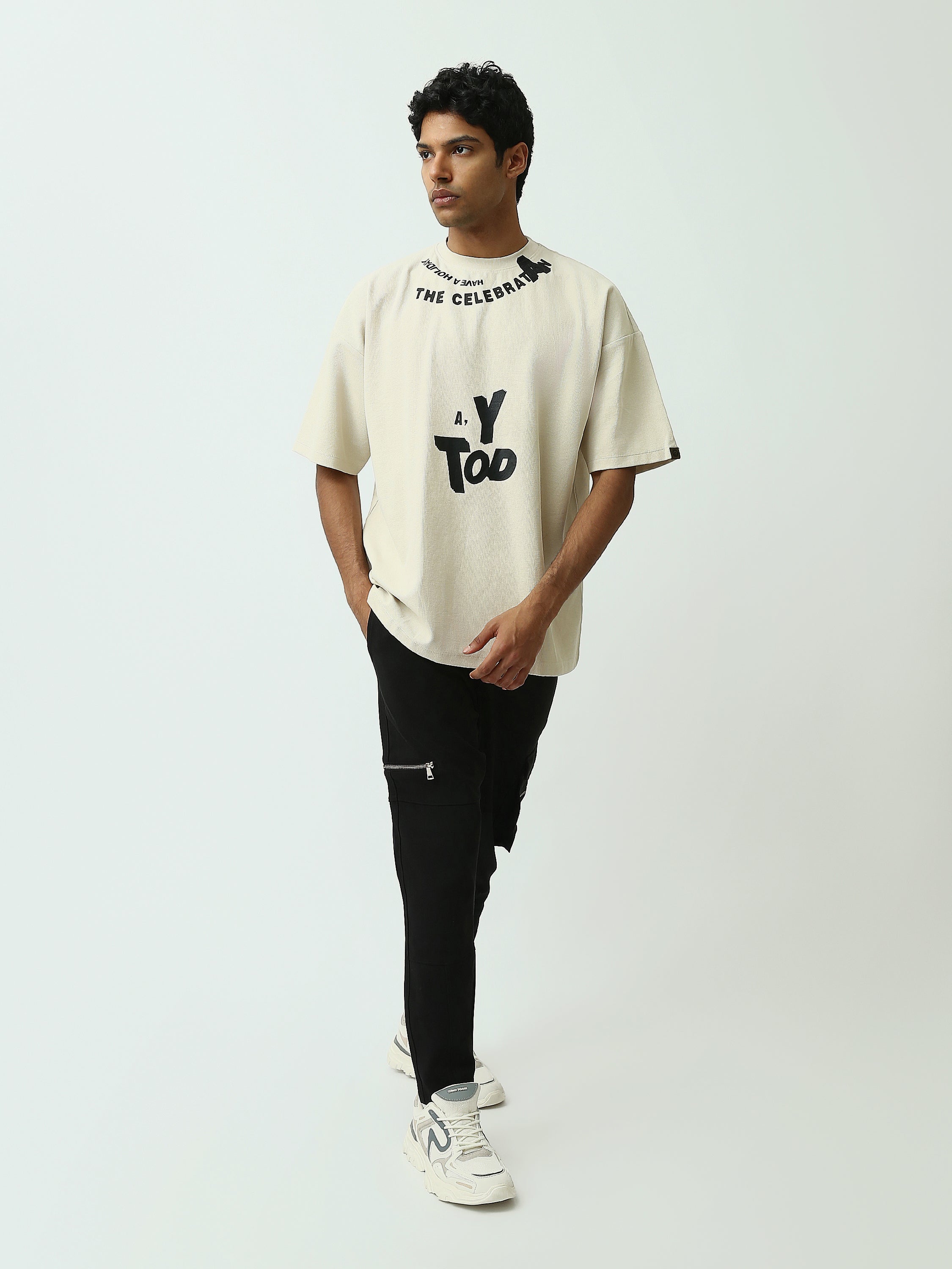 T-shirt Homme Oversize à Imprimé Typographique - TSH25SPRO20542TM1