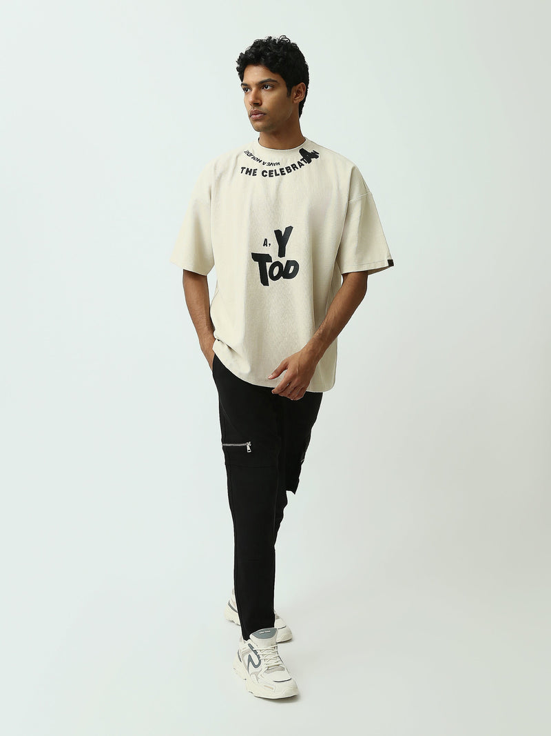 T-shirt Homme Oversize à Imprimé Typographique - TSH25SPRO20542TM1
