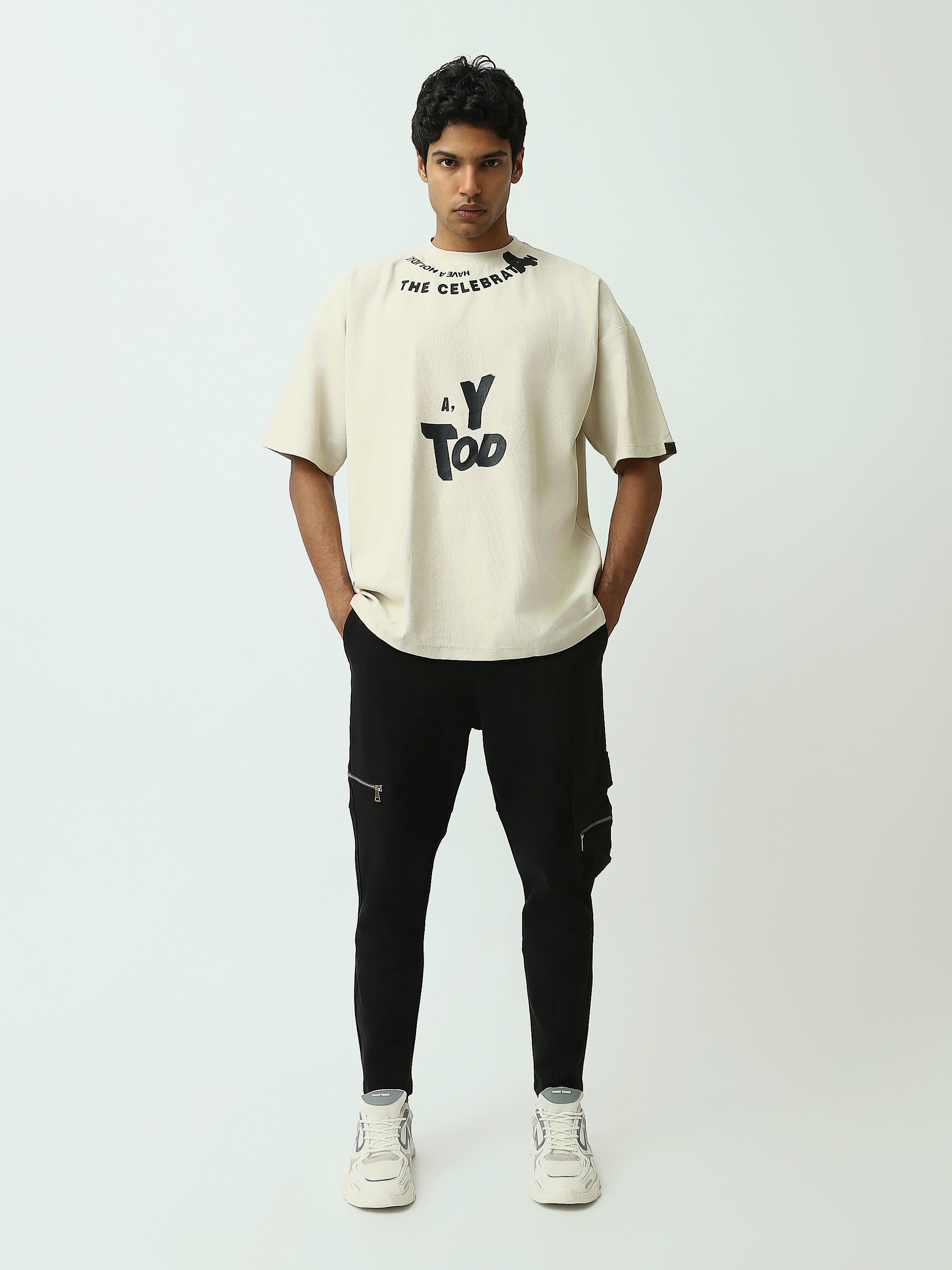 T-shirt Homme Oversize à Imprimé Typographique - TSH25SPRO20542TM1