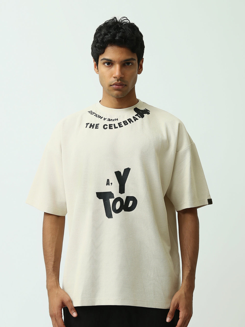 T-shirt Homme Oversize à Imprimé Typographique - TSH25SPRO20542TM1