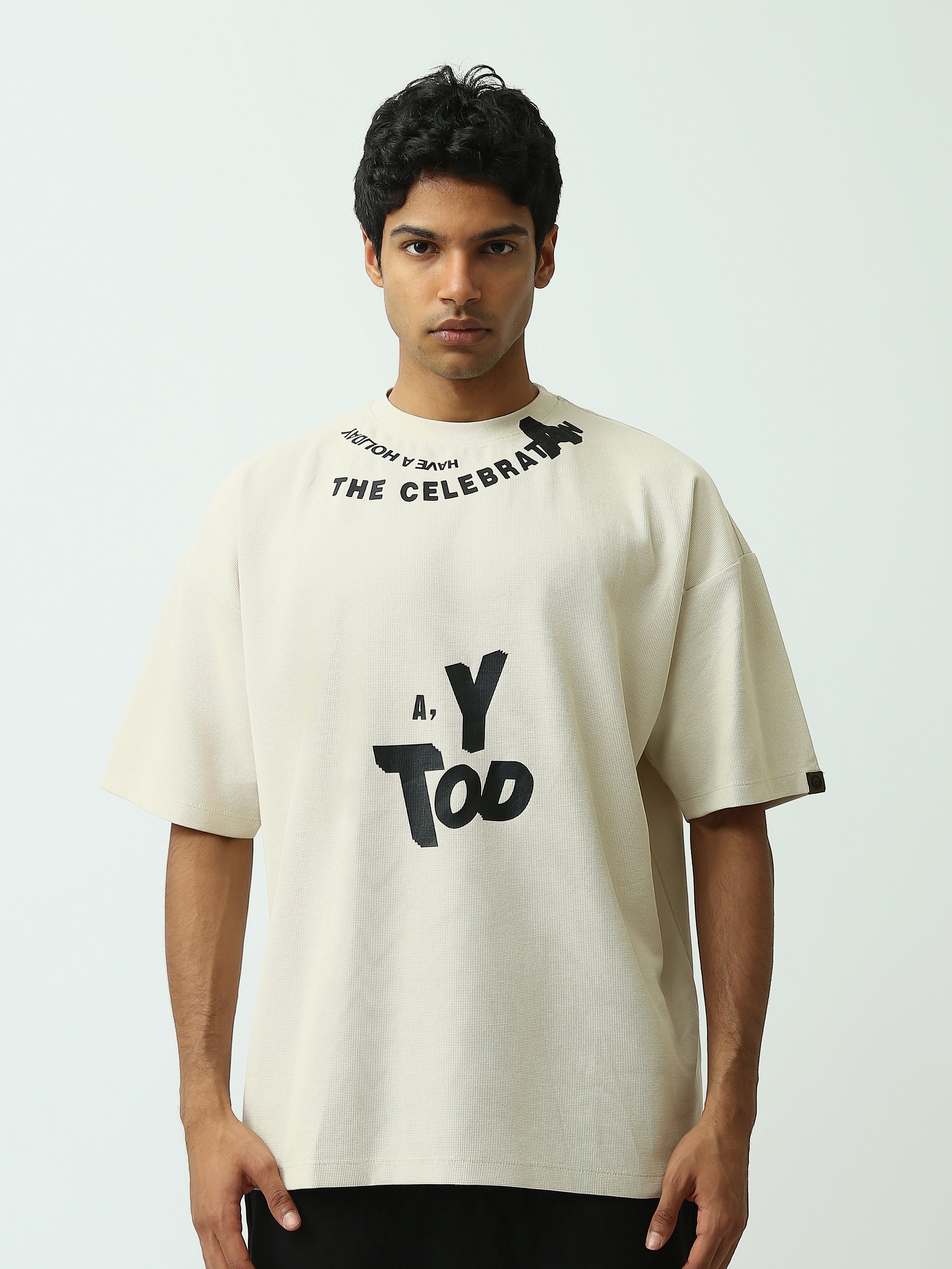 T-shirt Homme Oversize à Imprimé Typographique - TSH25SPRO20542TM1