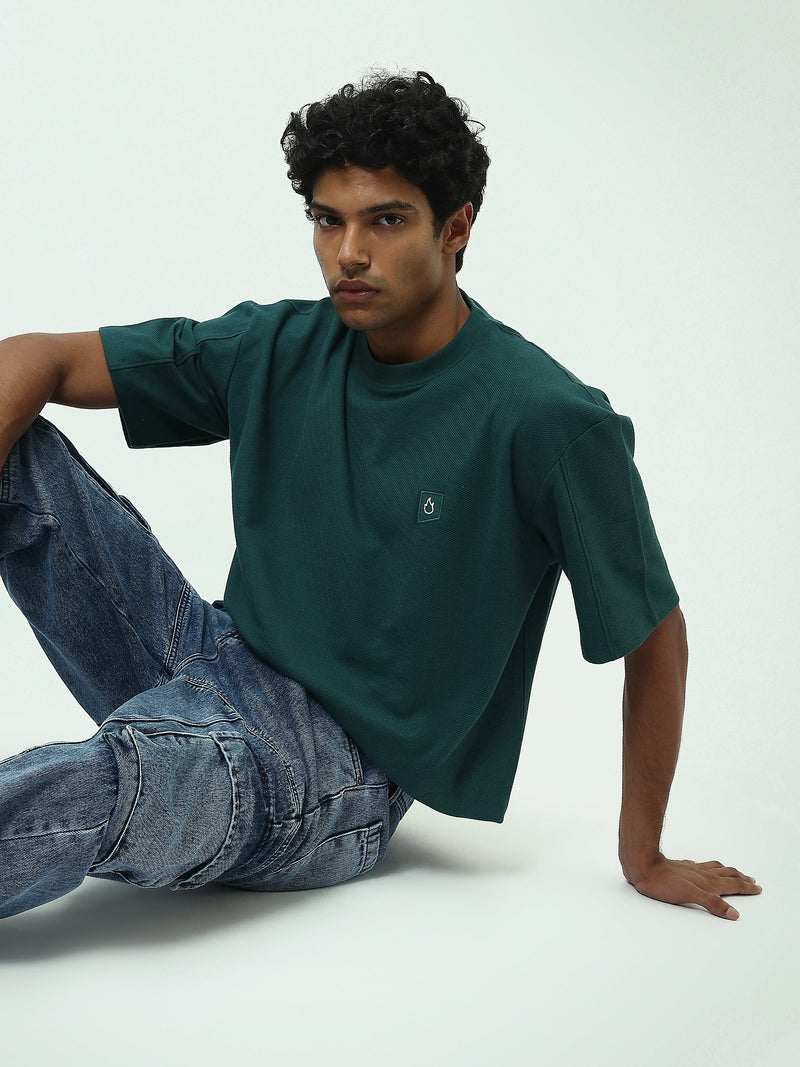 T-Shirt Homme Oversize Texturé à Petit Logo – Style Minimaliste - TSH25SPRO20576TM1