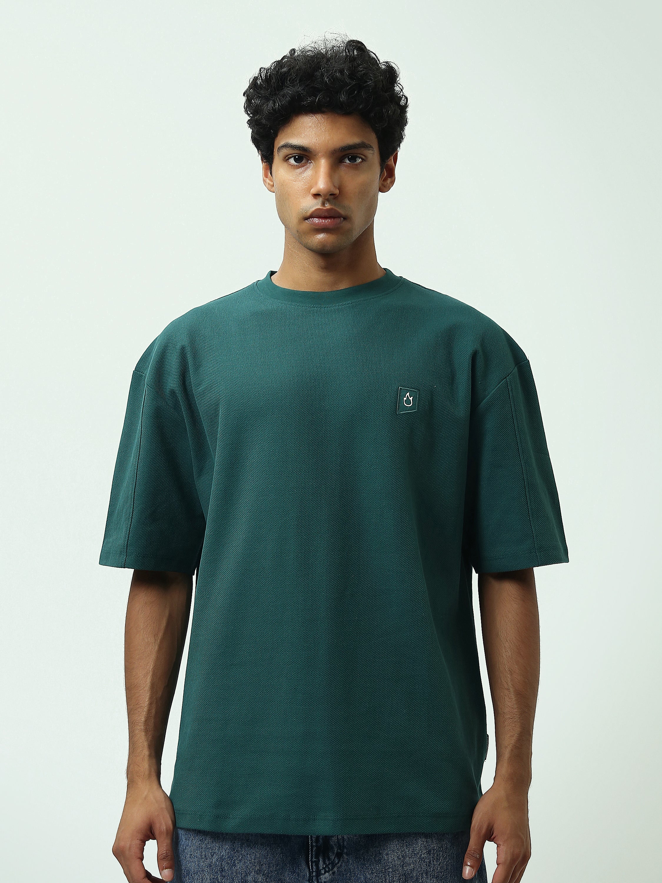T-Shirt Homme Oversize Texturé à Petit Logo – Style Minimaliste - TSH25SPRO20576TM1