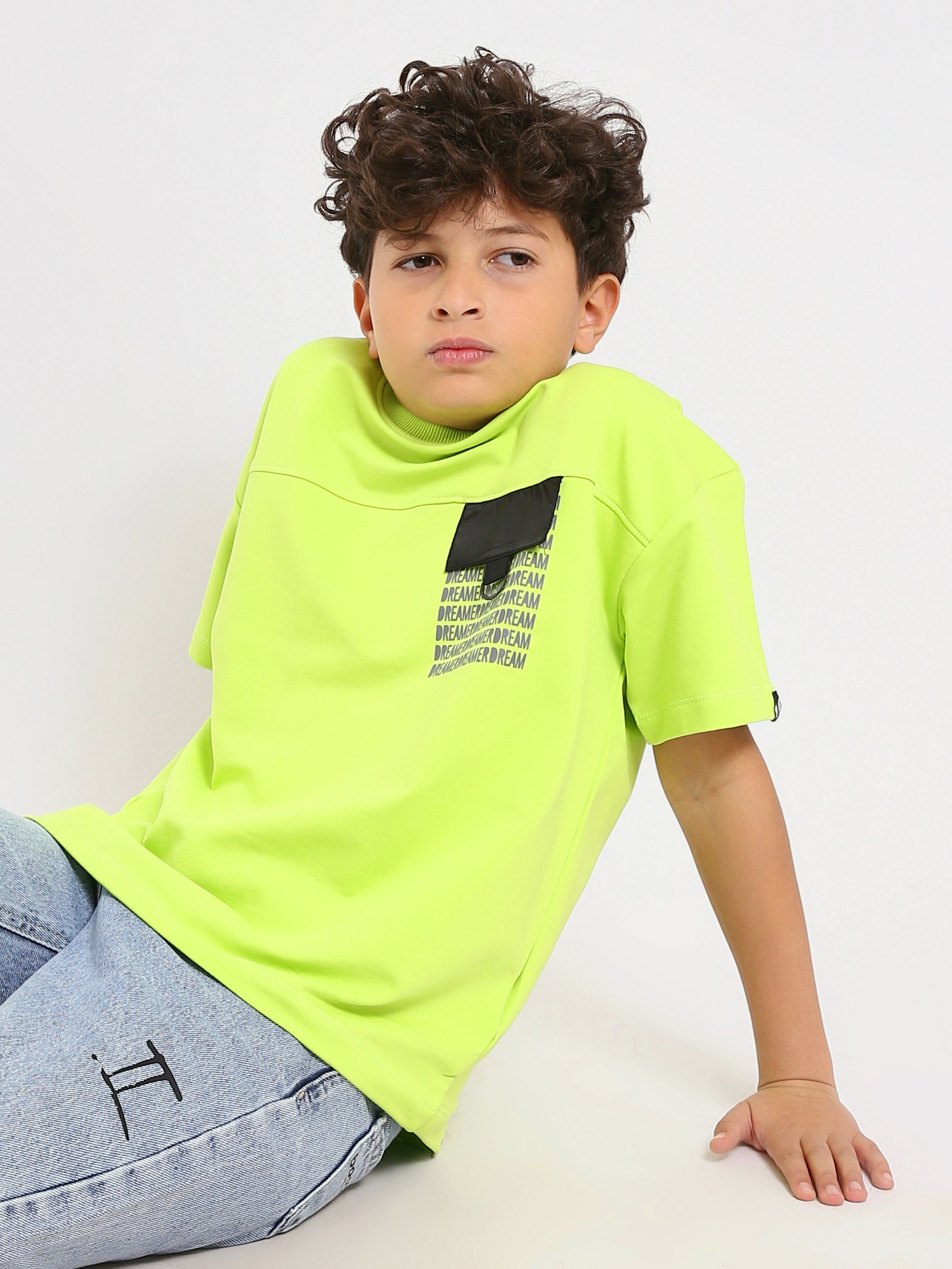 T-shirt Garçon – Imprimé "DREAM" en Néon Vert – TSH25SPRO32649TB1