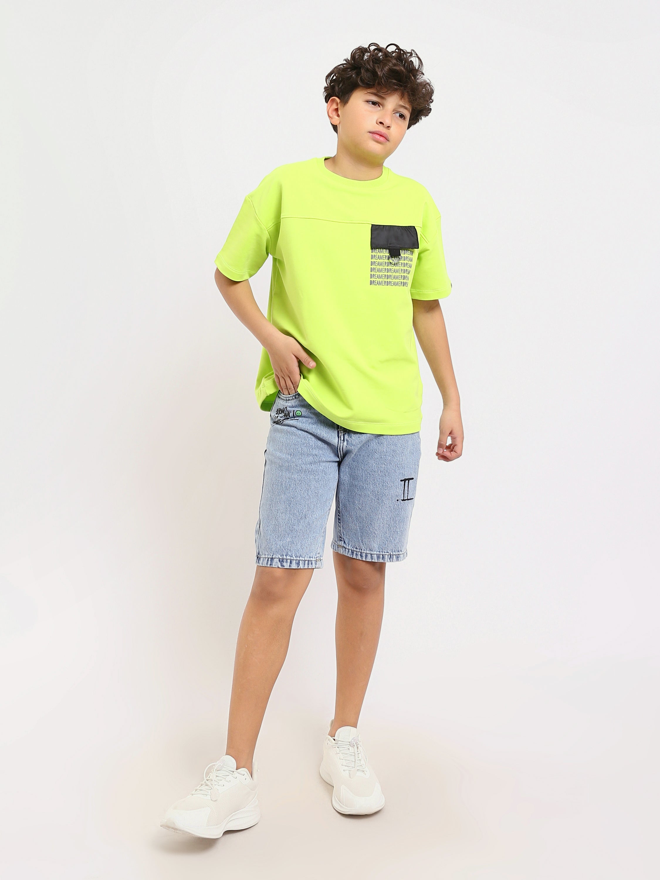 T-shirt Garçon – Imprimé "DREAM" en Néon Vert – TSH25SPRO32649TB1