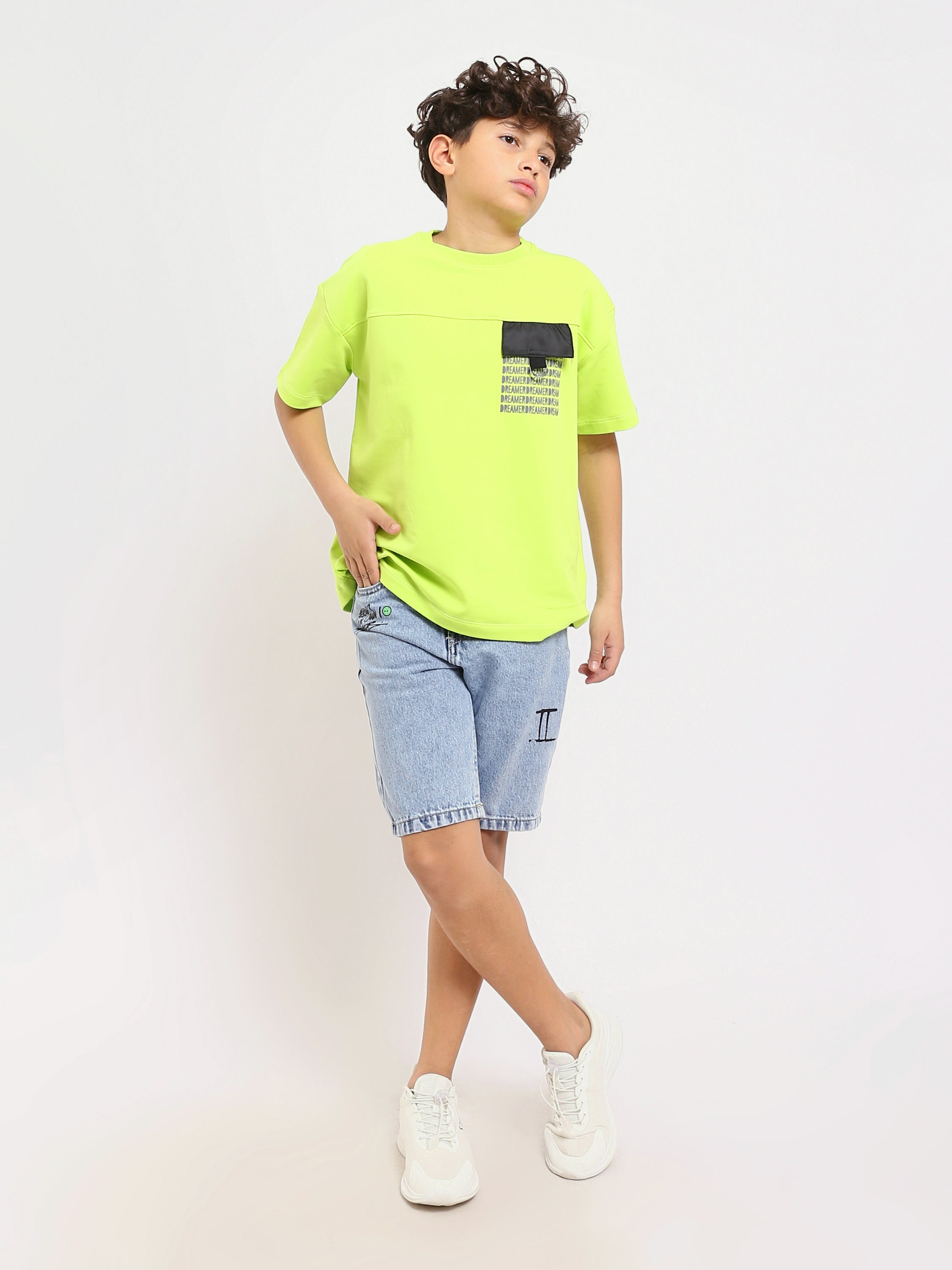 T-shirt Garçon – Imprimé "DREAM" en Néon Vert – TSH25SPRO32649TB1