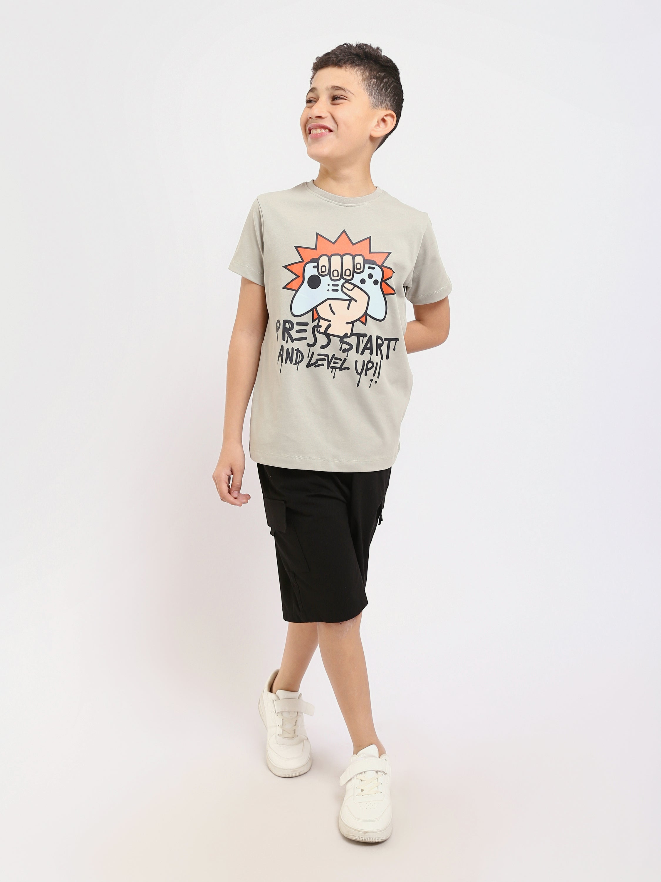 T-shirt Garçon Gris – Design Fun et Dynamique - TSH25SPRO32674TB1
