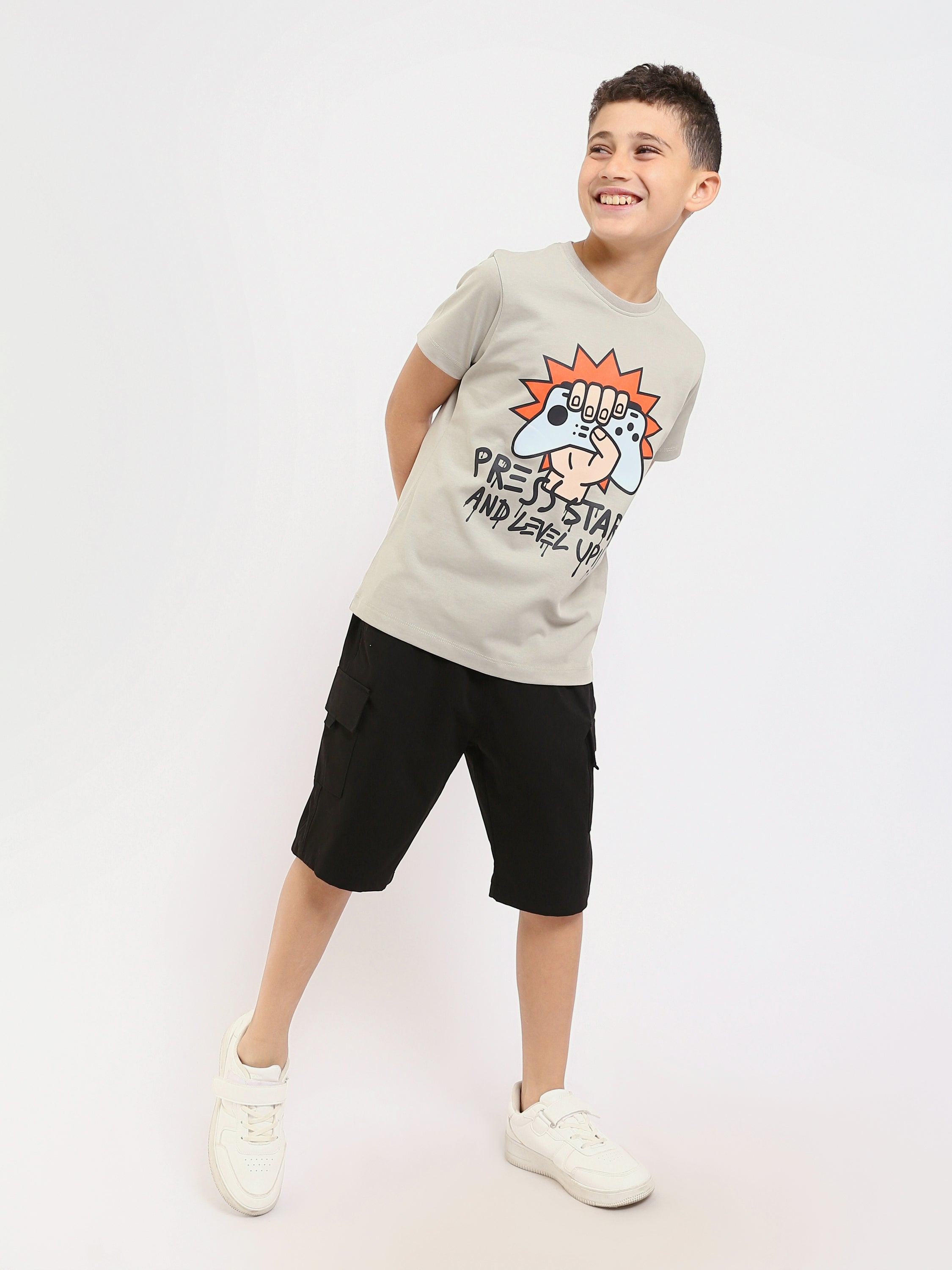 T-shirt Garçon Gris – Design Fun et Dynamique - TSH25SPRO32674TB1