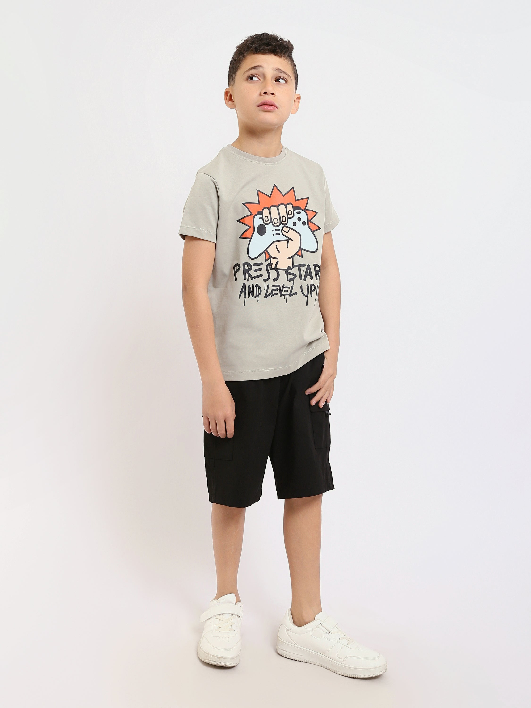 T-shirt Garçon Gris – Design Fun et Dynamique - TSH25SPRO32674TB1
