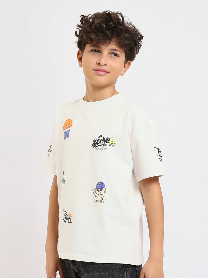 T-shirt enfant avec imprimés colorés et slogans - TSH25SPRO32679TB1