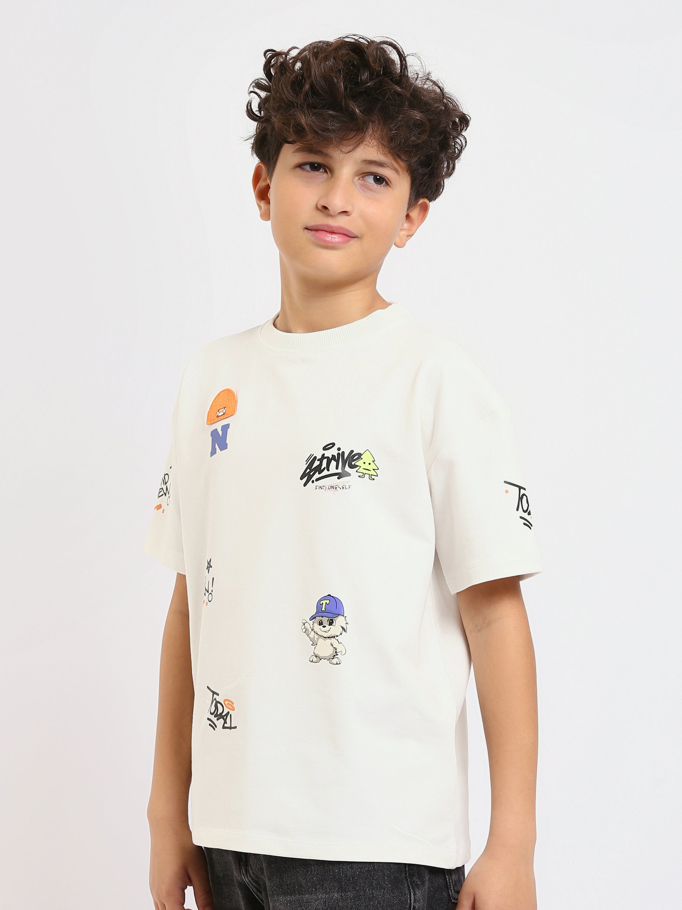 T-shirt enfant avec imprimés colorés et slogans - TSH25SPRO32679TB1
