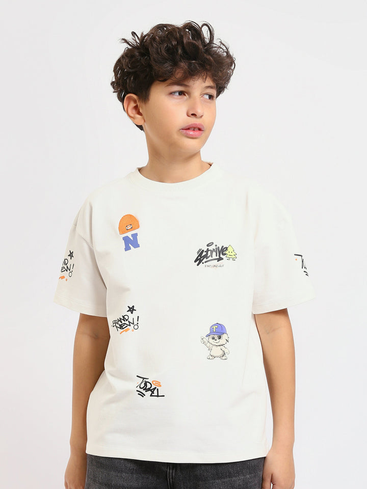 T-shirt enfant avec imprimés colorés et slogans - TSH25SPRO32679TB1