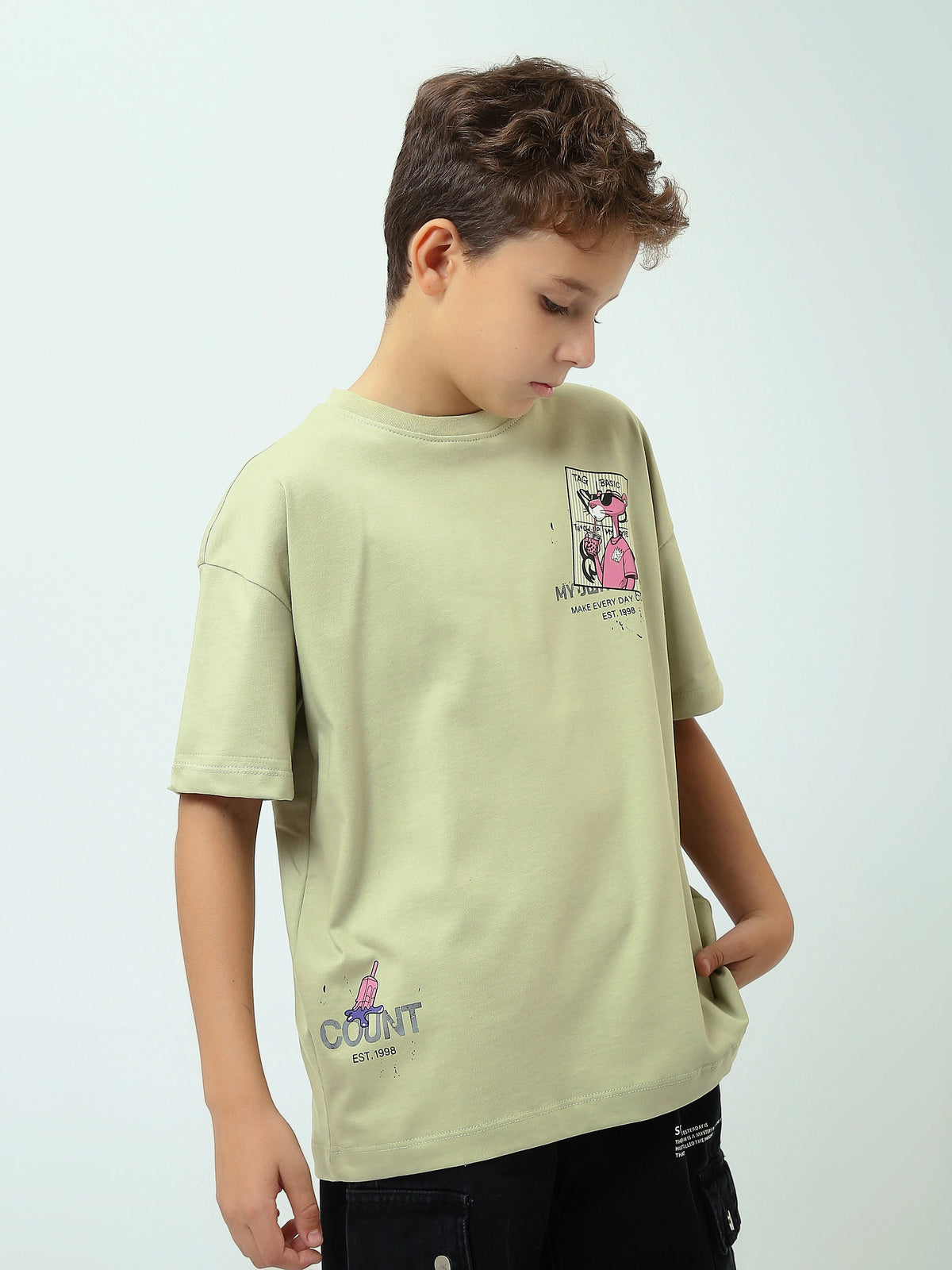 T-Shirt Garçon Oversize à Imprimé Graphique Fantaisie - TSH25SPRO32683TB1