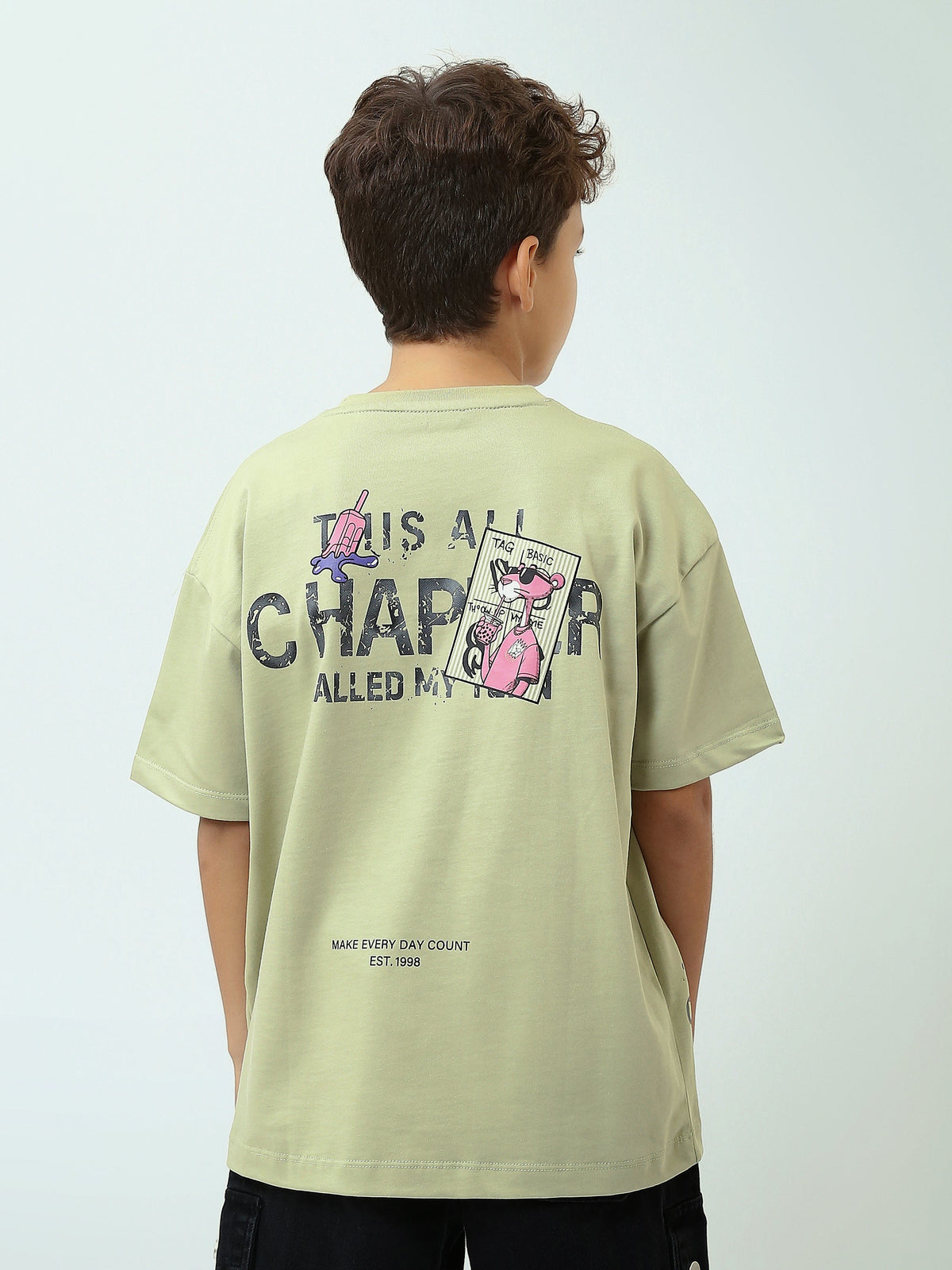 T-Shirt Garçon Oversize à Imprimé Graphique Fantaisie - TSH25SPRO32683TB1