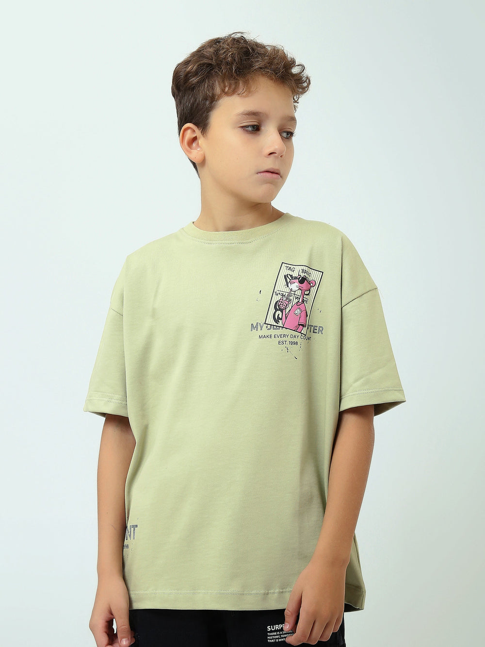 T-Shirt Garçon Oversize à Imprimé Graphique Fantaisie - TSH25SPRO32683TB1