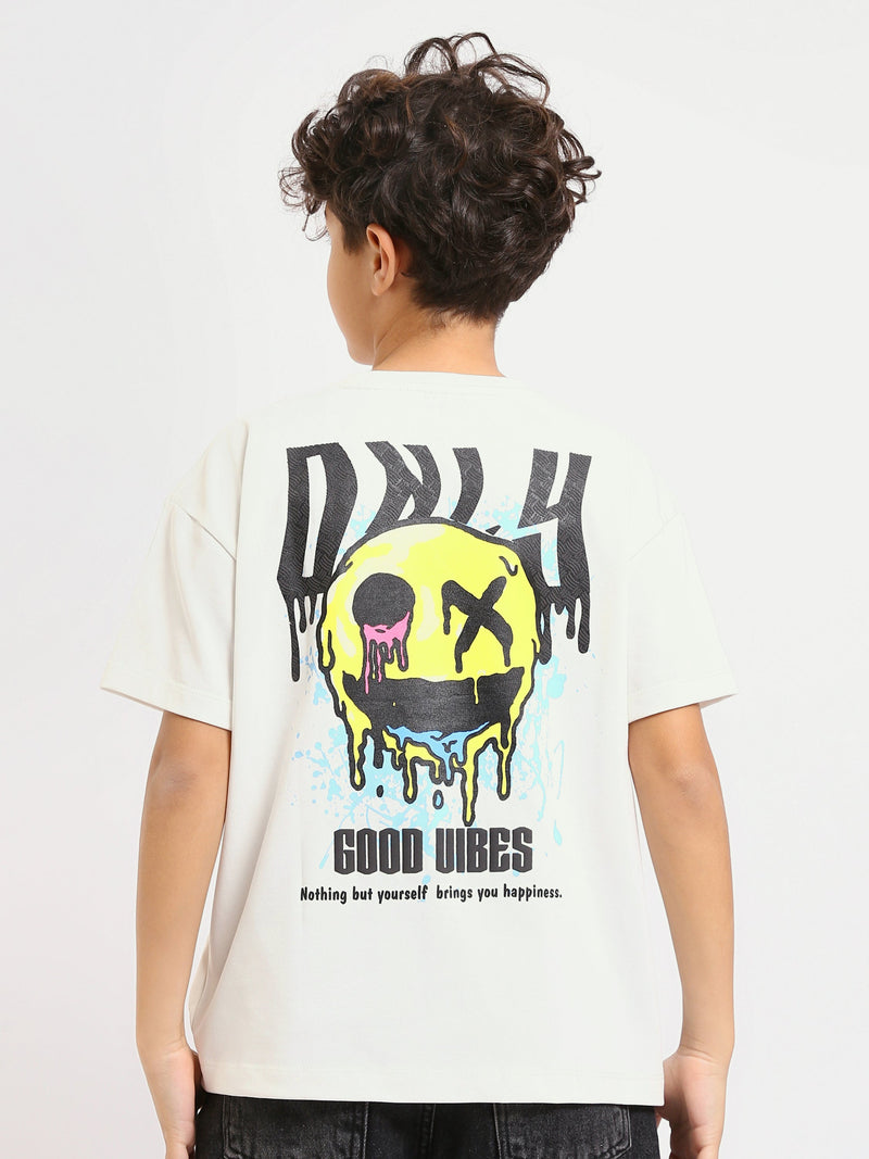 T-shirt off-white garçon "GOOD VIBES" avec imprimé graphique - TSH25SPRO32684TB1