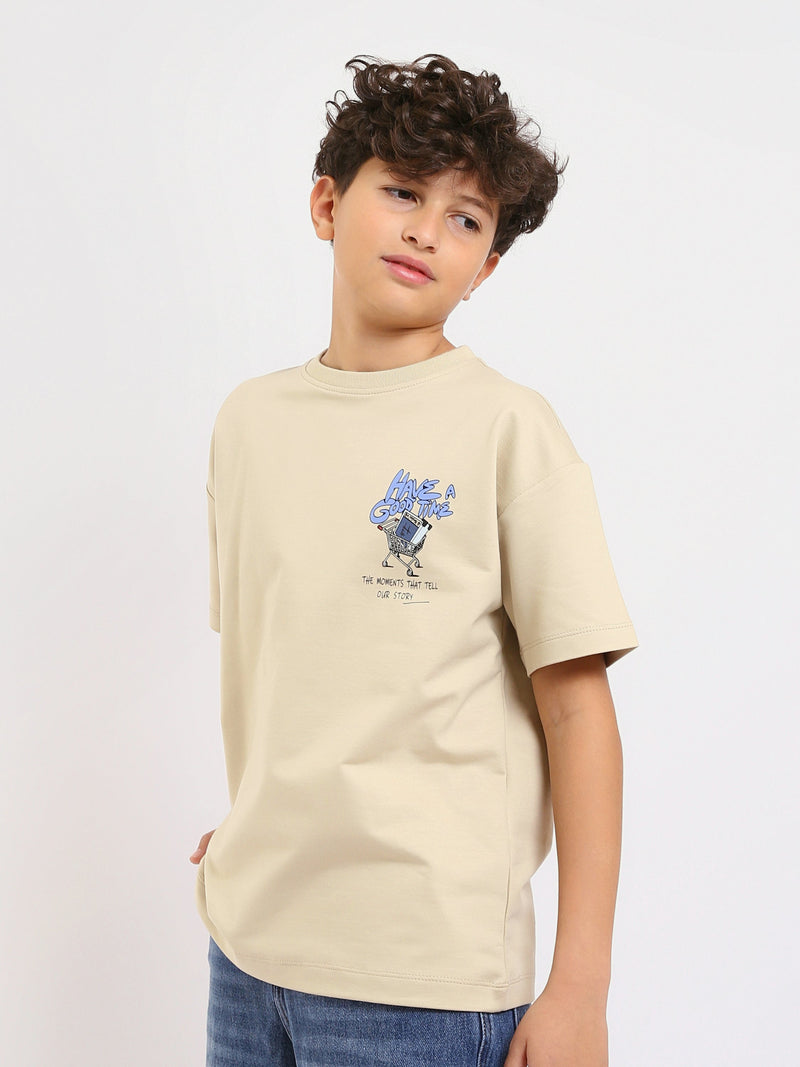 T-shirt stone garçon avec imprimé "JOY DAYS" – Style créatif et énergique - TSH25SPRO32702TB1