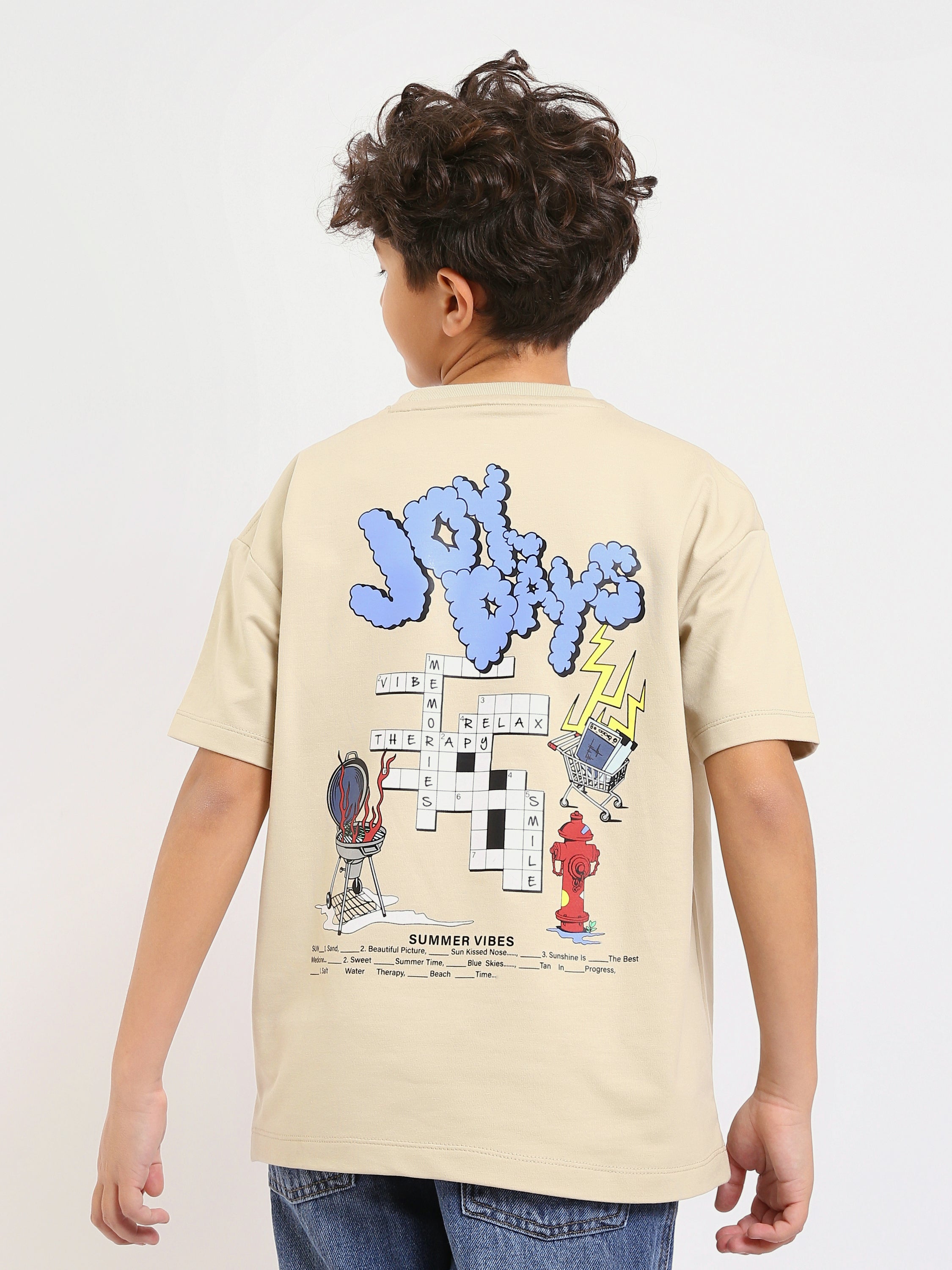 T-shirt stone garçon avec imprimé "JOY DAYS" – Style créatif et énergique - TSH25SPRO32702TB1