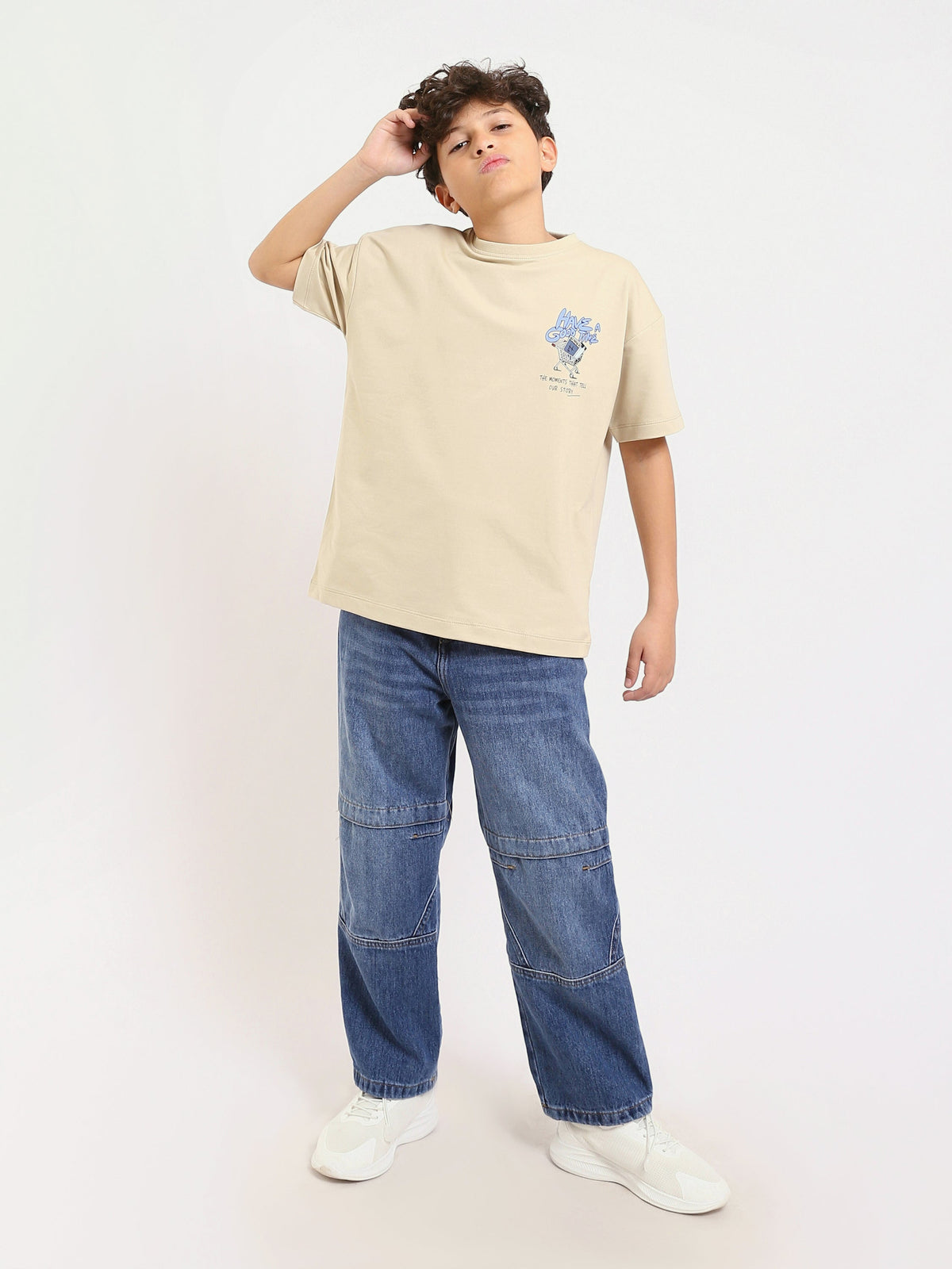 T-shirt stone garçon avec imprimé "JOY DAYS" – Style créatif et énergique - TSH25SPRO32702TB1
