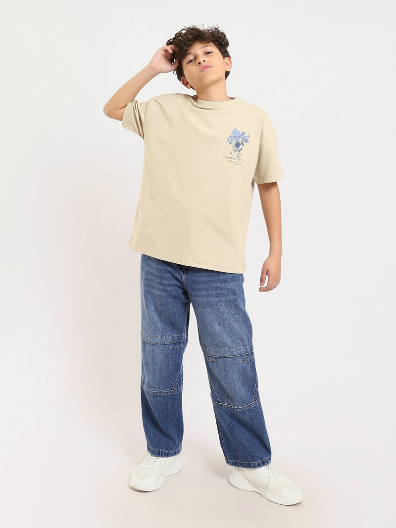 T-shirt stone garçon avec imprimé "JOY DAYS" – Style créatif et énergique - TSH25SPRO32702TB1
