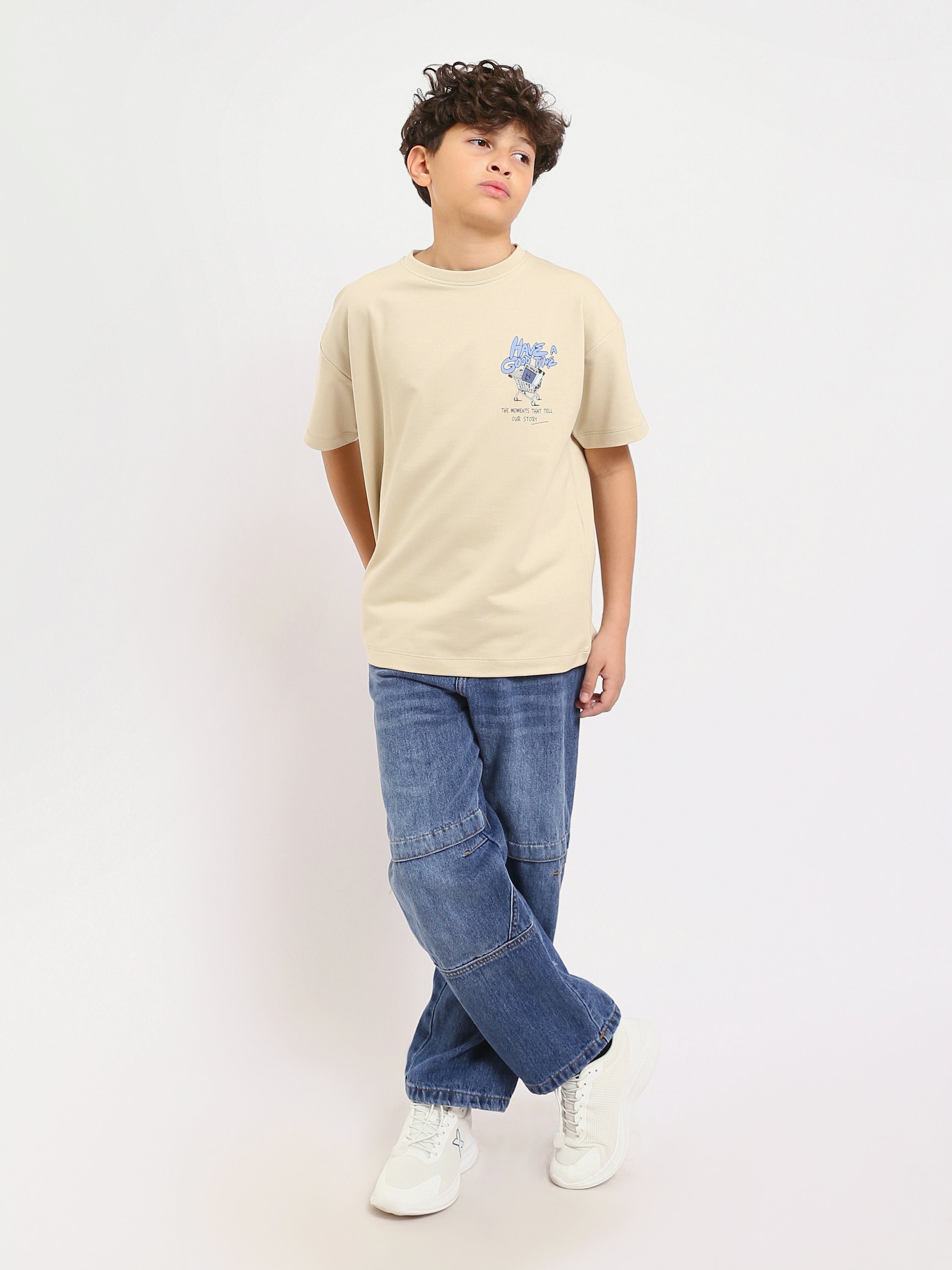 T-shirt stone garçon avec imprimé "JOY DAYS" – Style créatif et énergique - TSH25SPRO32702TB1