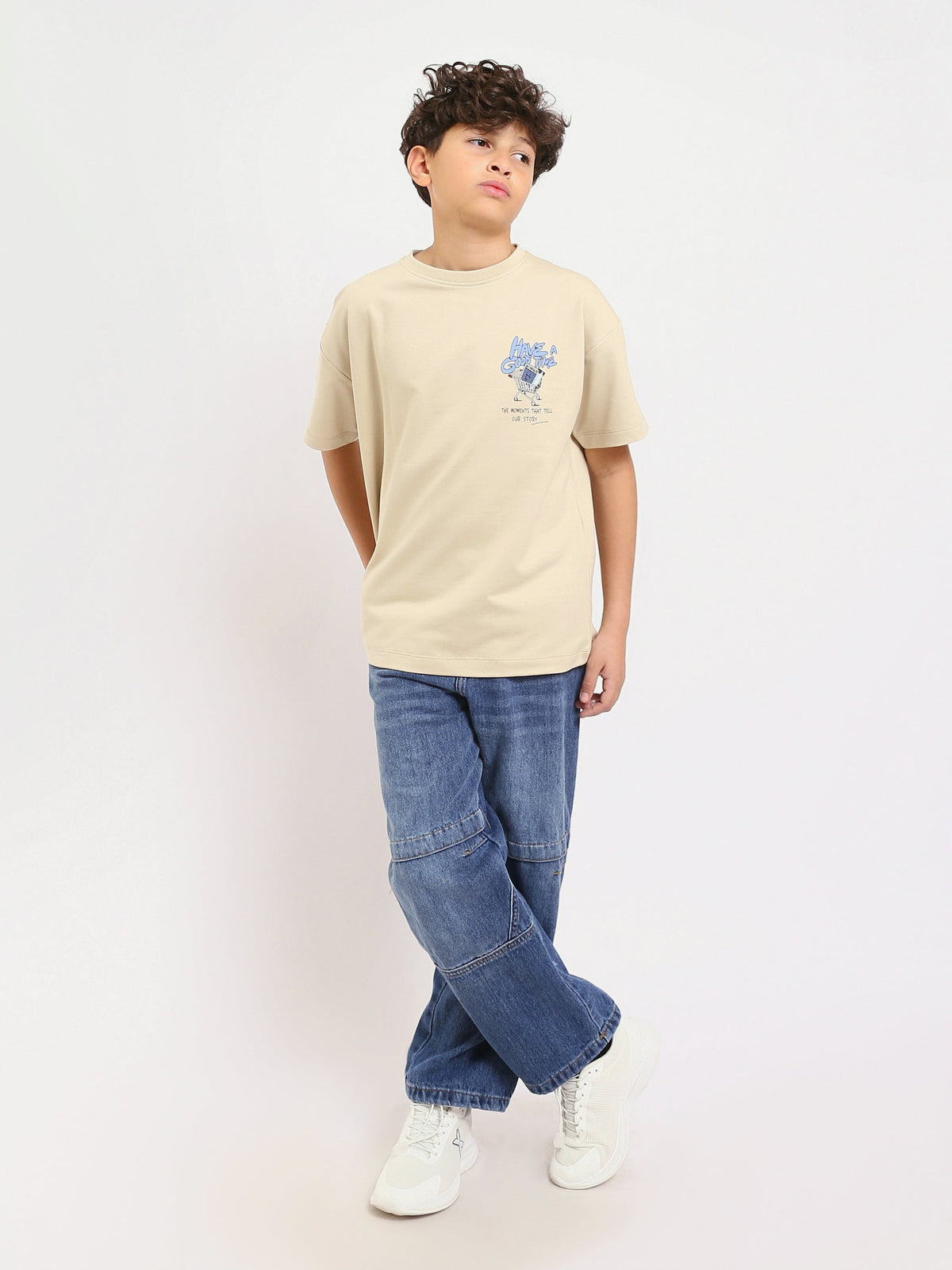 T-shirt stone garçon avec imprimé "JOY DAYS" – Style créatif et énergique - TSH25SPRO32702TB1