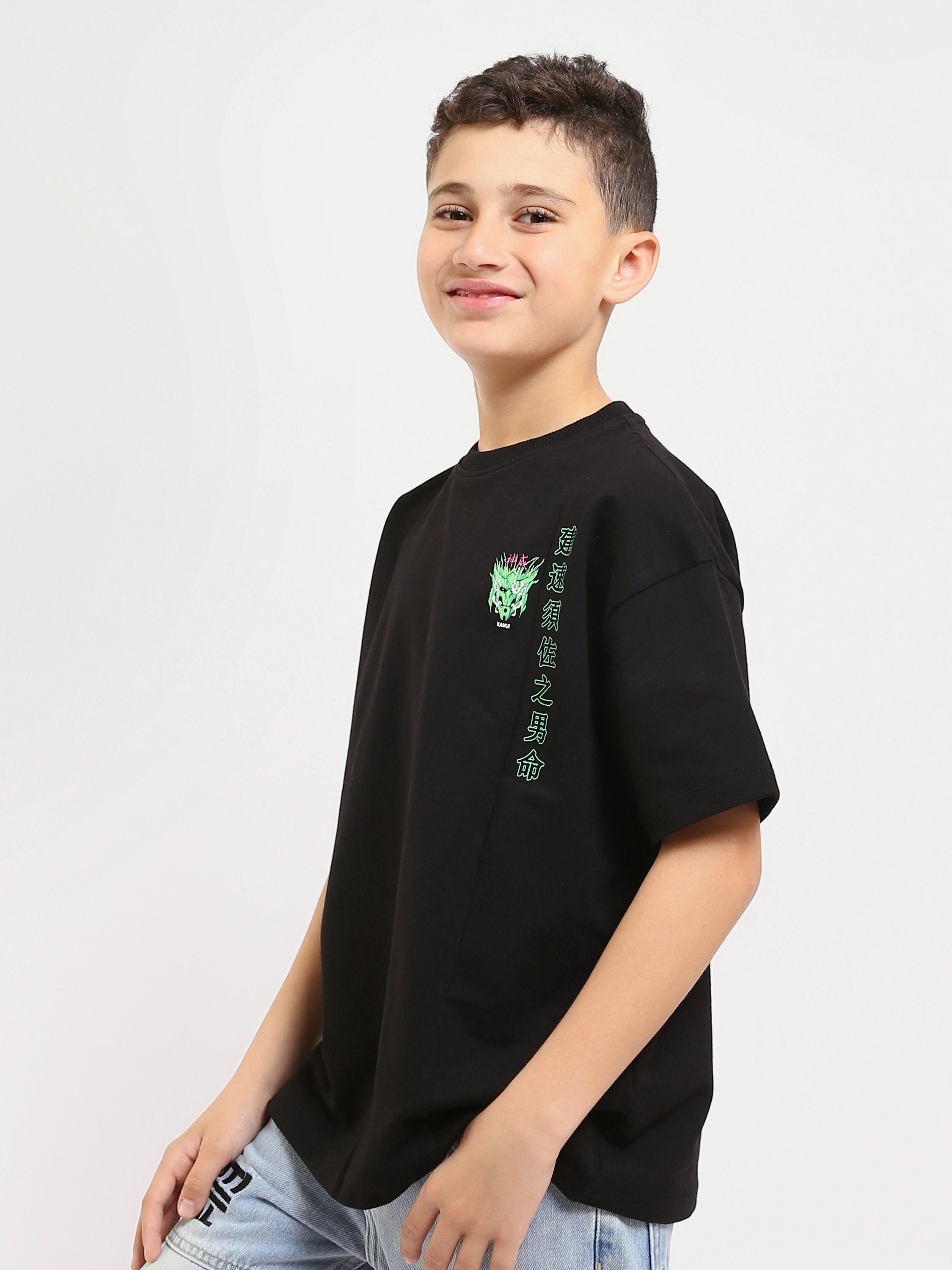 T-shirt Noir Garçon avec Imprimé KAMUI - Style Urbain et Tendance - TSH25SPRO32714TB1