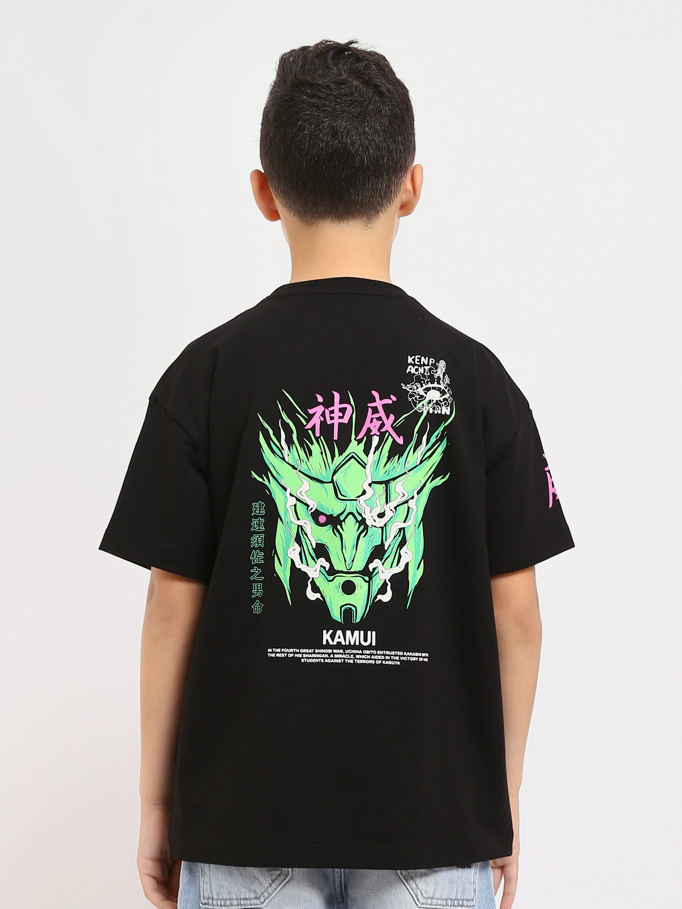 T-shirt Noir Garçon avec Imprimé KAMUI - Style Urbain et Tendance - TSH25SPRO32714TB1