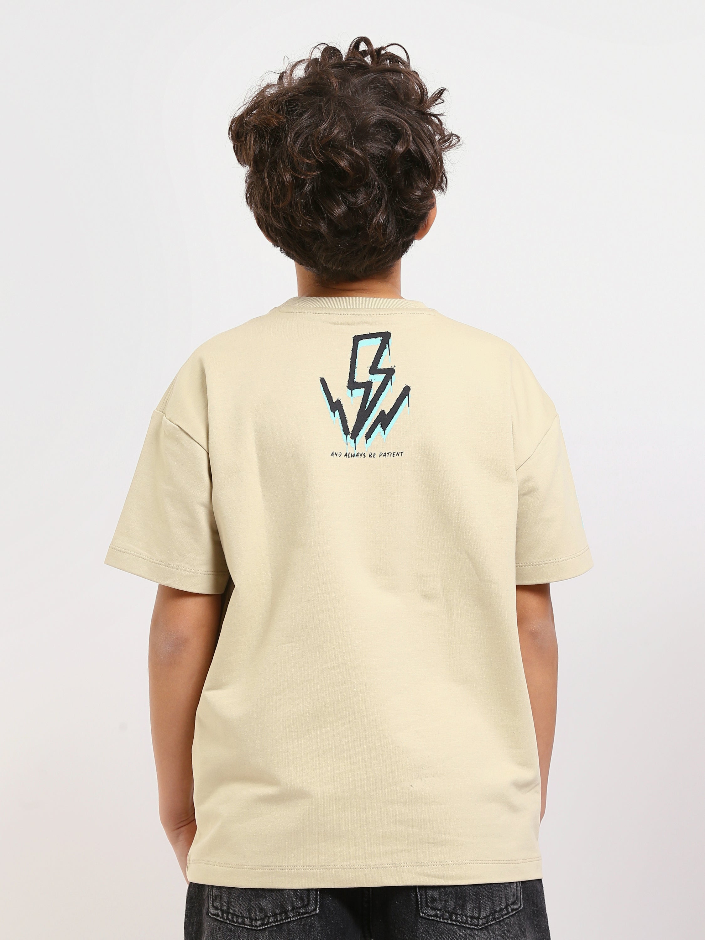 T-shirt Garçon Beige à Imprimé "Keep Smile" – Style Urbain et Décontracté - TSH25SPRO32719TB1