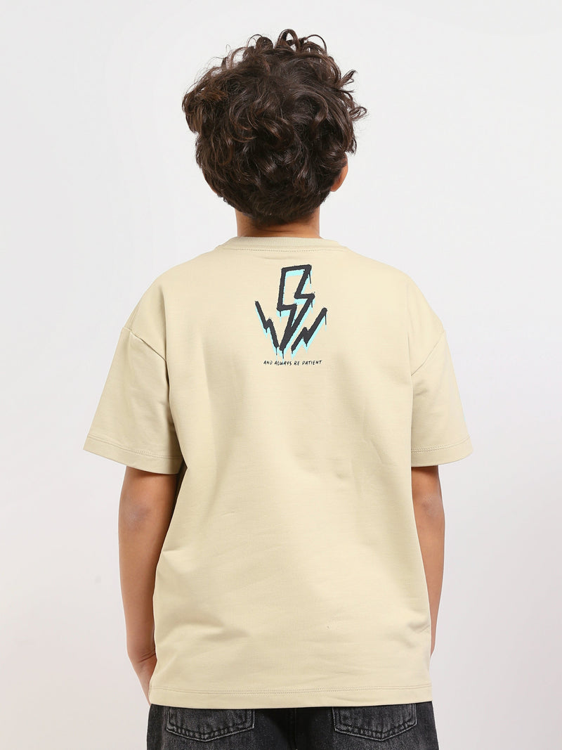 T-shirt Garçon Beige à Imprimé "Keep Smile" – Style Urbain et Décontracté - TSH25SPRO32719TB1