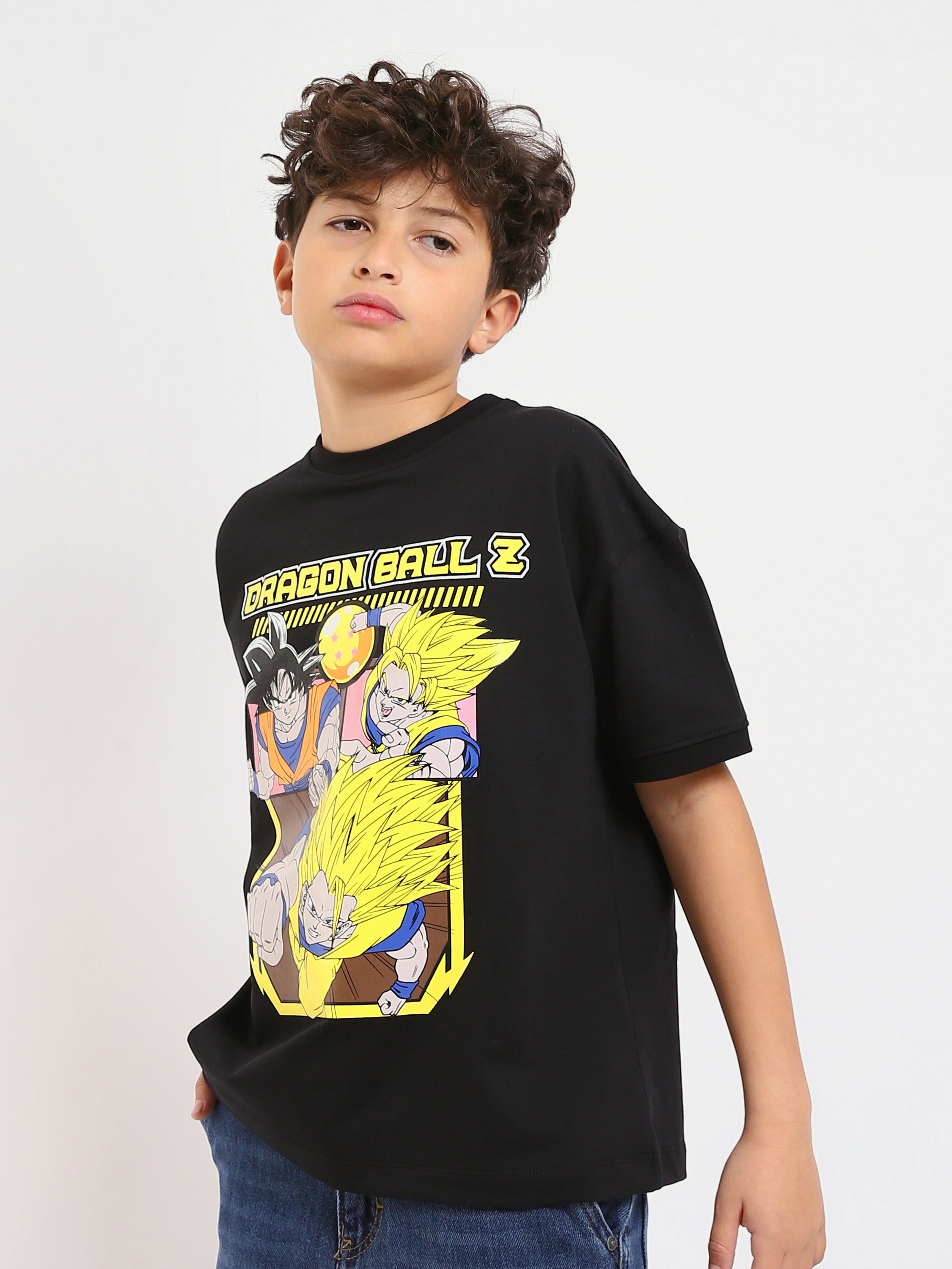 T-shirt enfant garçon noir à manches courtes avec imprimé Dragon Ball Z – TSH25SPRO32727TB1