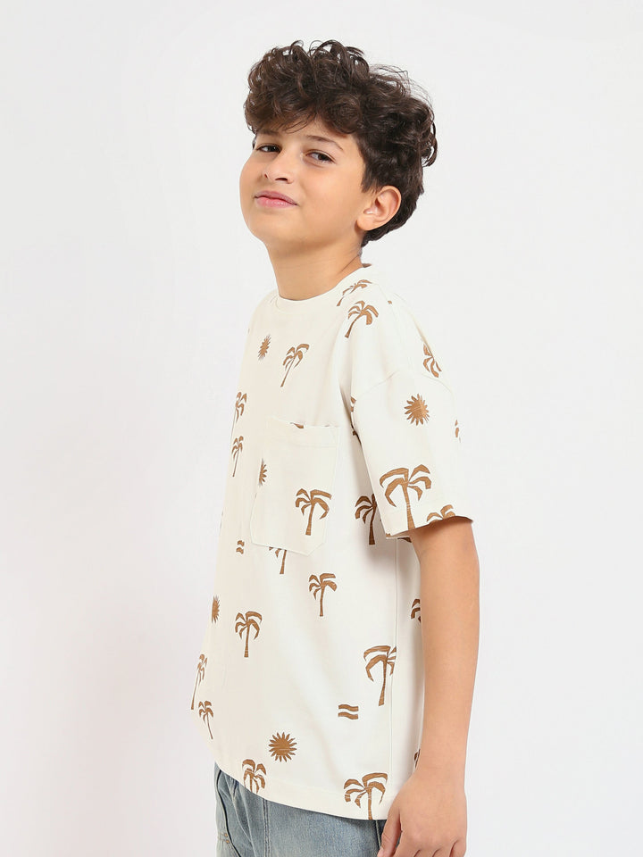 T-shirt Garçon Off-White à Imprimé Palmiers – Style Décontracté et Estival - TSH25SPRO32733TB1