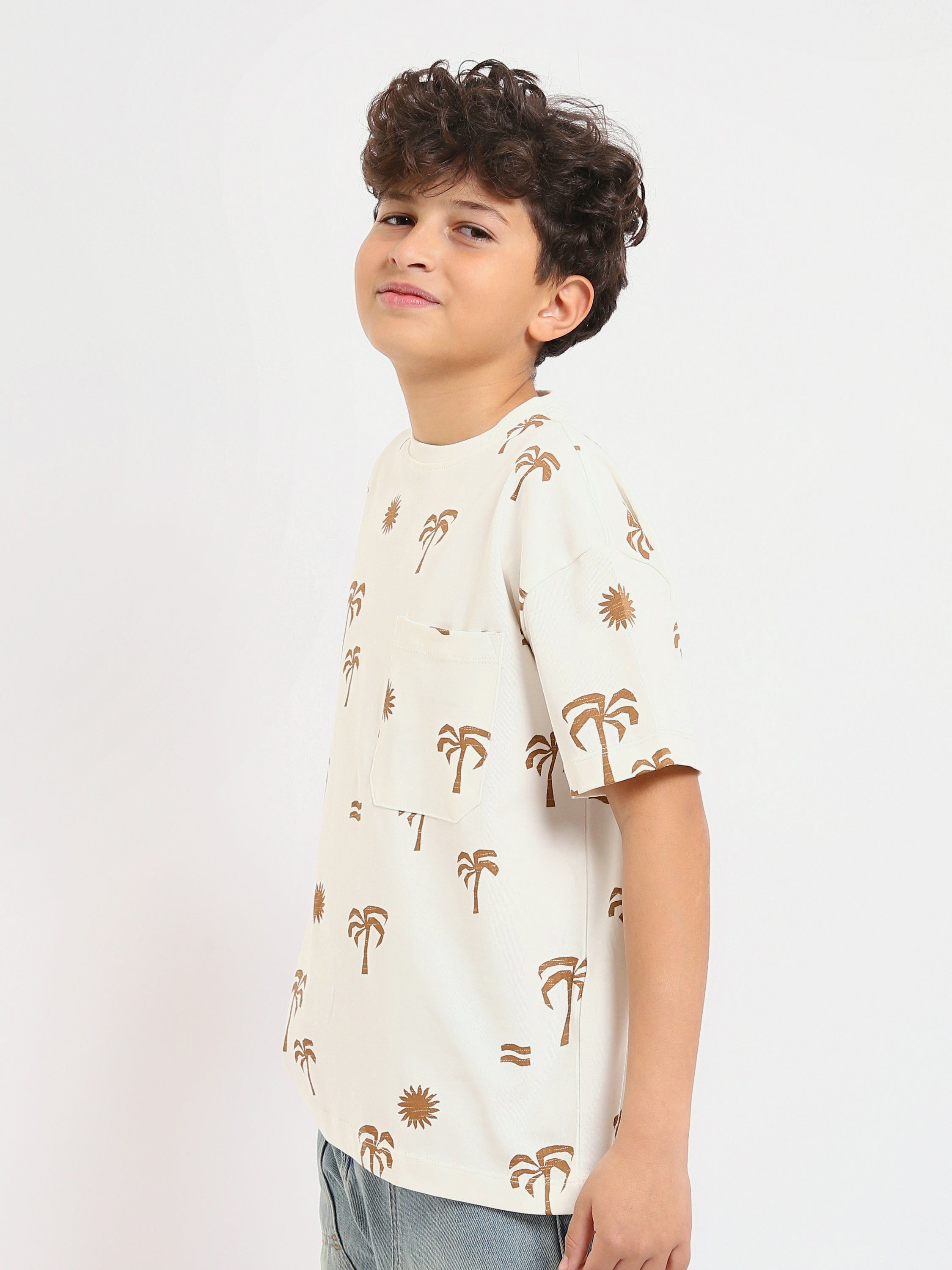 T-shirt Garçon Off-White à Imprimé Palmiers – Style Décontracté et Estival - TSH25SPRO32733TB1