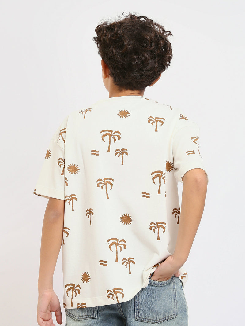 T-shirt Garçon Off-White à Imprimé Palmiers – Style Décontracté et Estival - TSH25SPRO32733TB1