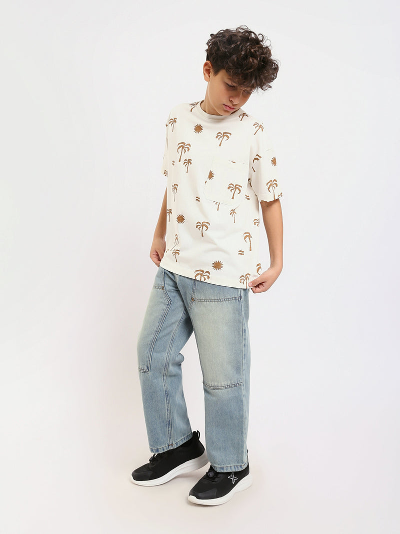 T-shirt Garçon Off-White à Imprimé Palmiers – Style Décontracté et Estival - TSH25SPRO32733TB1