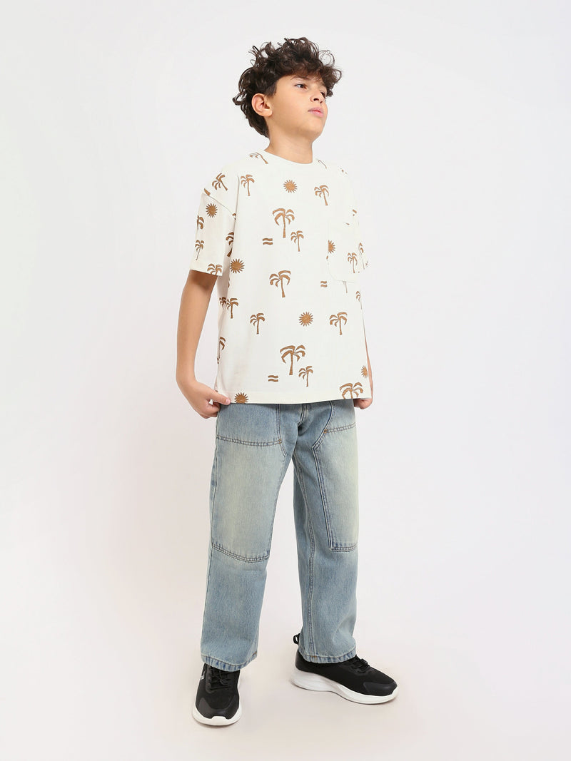T-shirt Garçon Off-White à Imprimé Palmiers – Style Décontracté et Estival - TSH25SPRO32733TB1