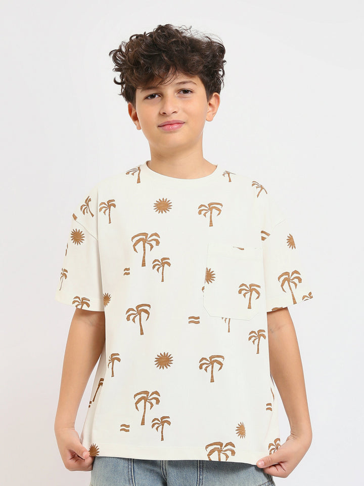 T-shirt Garçon Off-White à Imprimé Palmiers – Style Décontracté et Estival - TSH25SPRO32733TB1