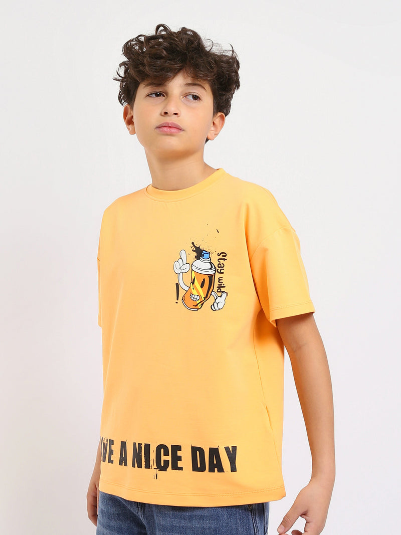 T-shirt Garçon Jaune "Have a Nice Day" – Design Graphique Fun et Moderne - TSH25SPRO32743TB1